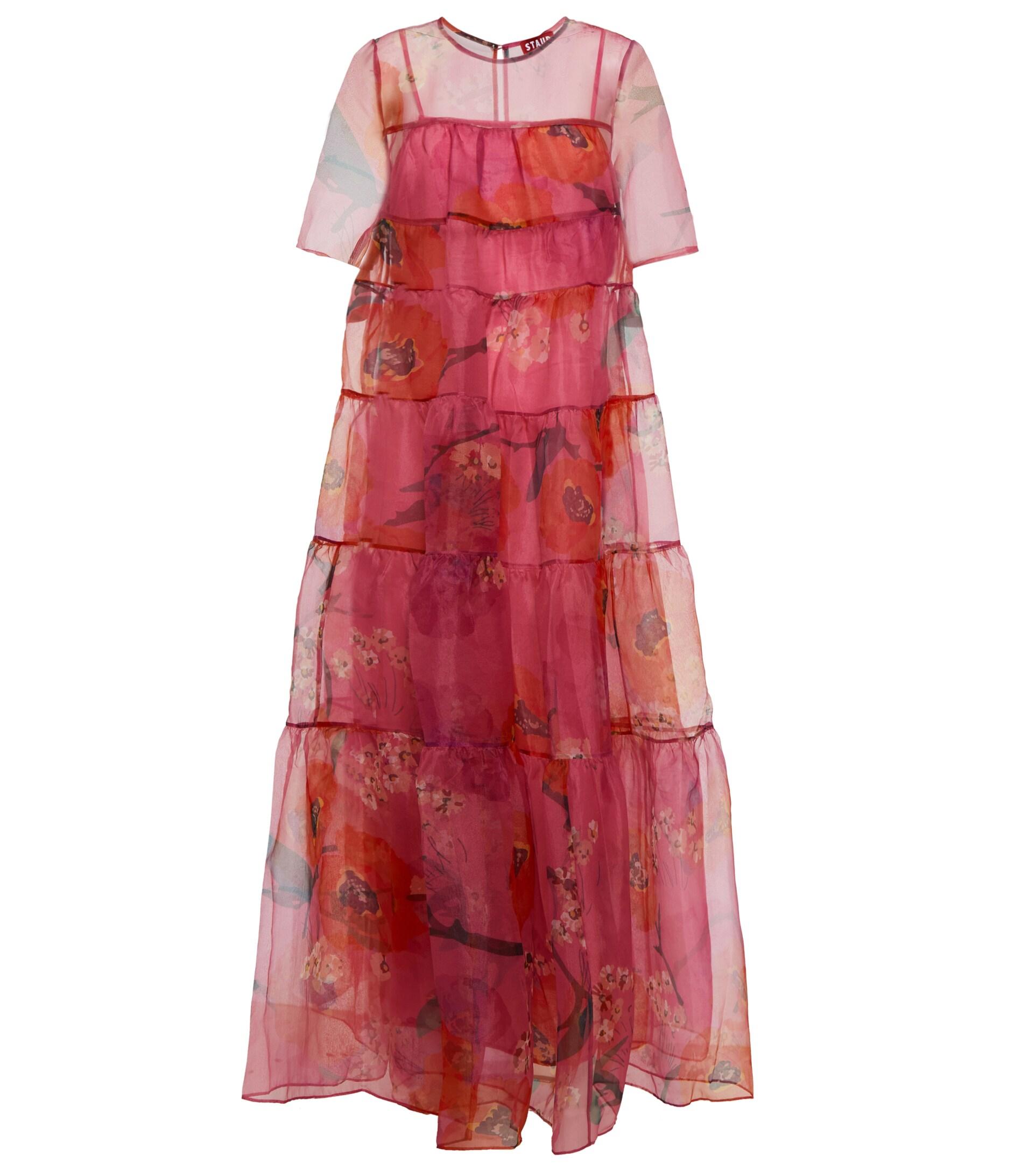 STAUD Hyacinth Floral Organza Maxi Dress in Red | Lyst