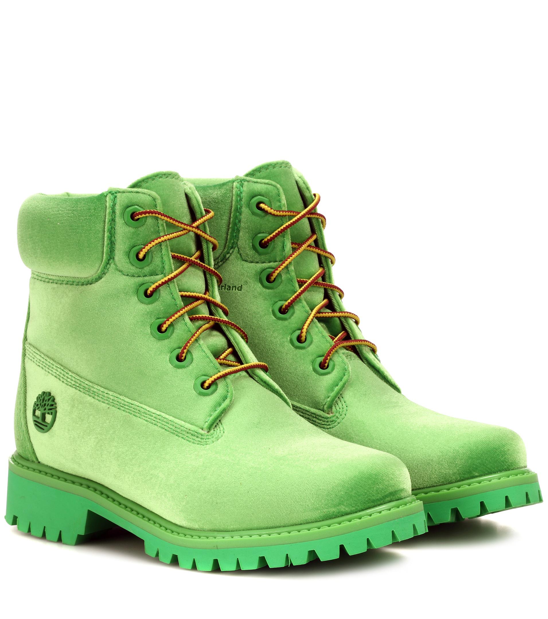 Off-White c/o Virgil Abloh X Timberland Velvet Ankle Boots in Green | Lyst