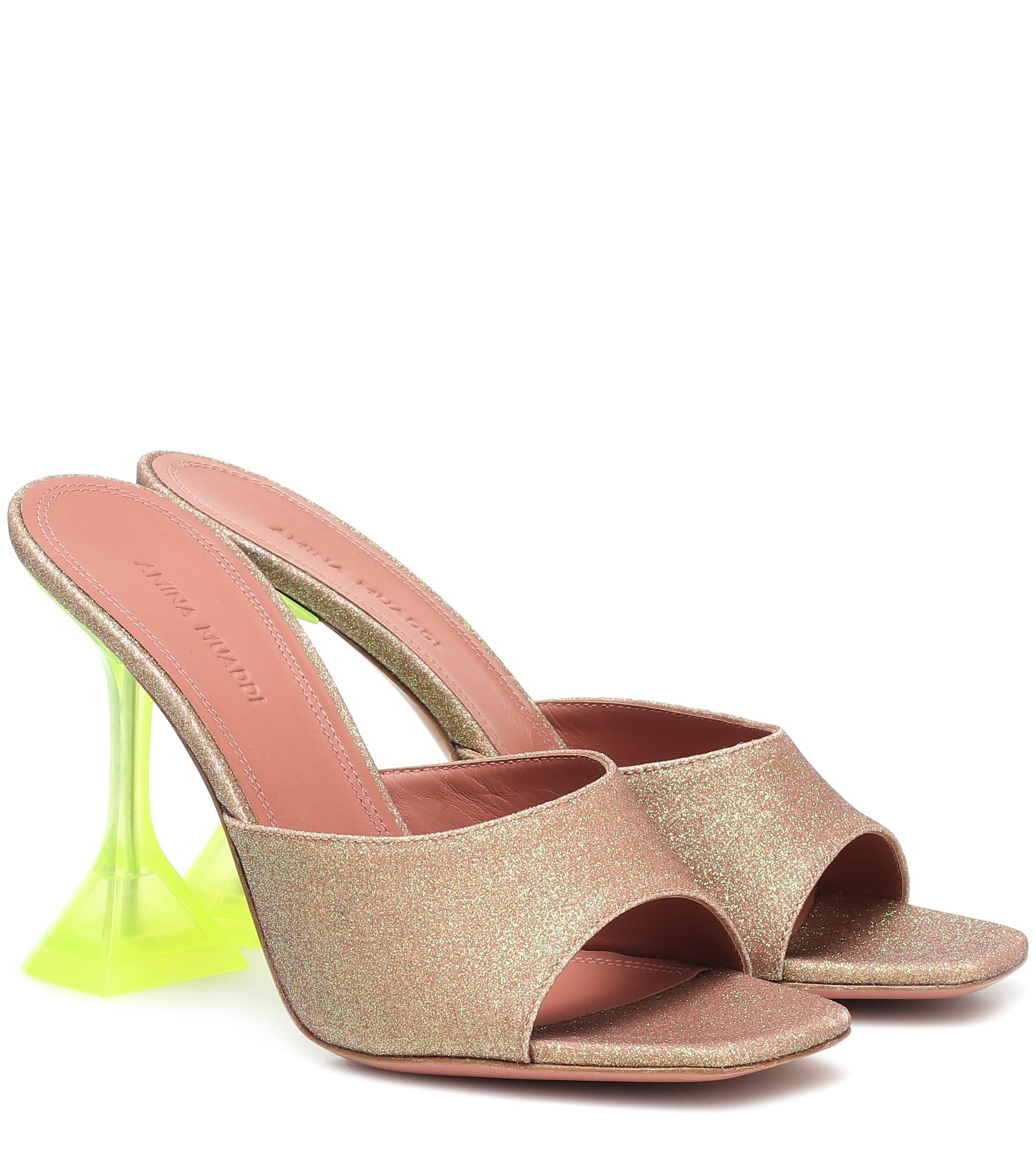 amina muaddi gold sandals
