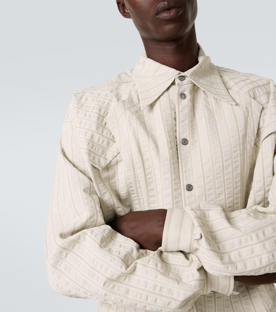 Kiko Kostadinov Kraner Striped Cropped Cotton Shirt in White for