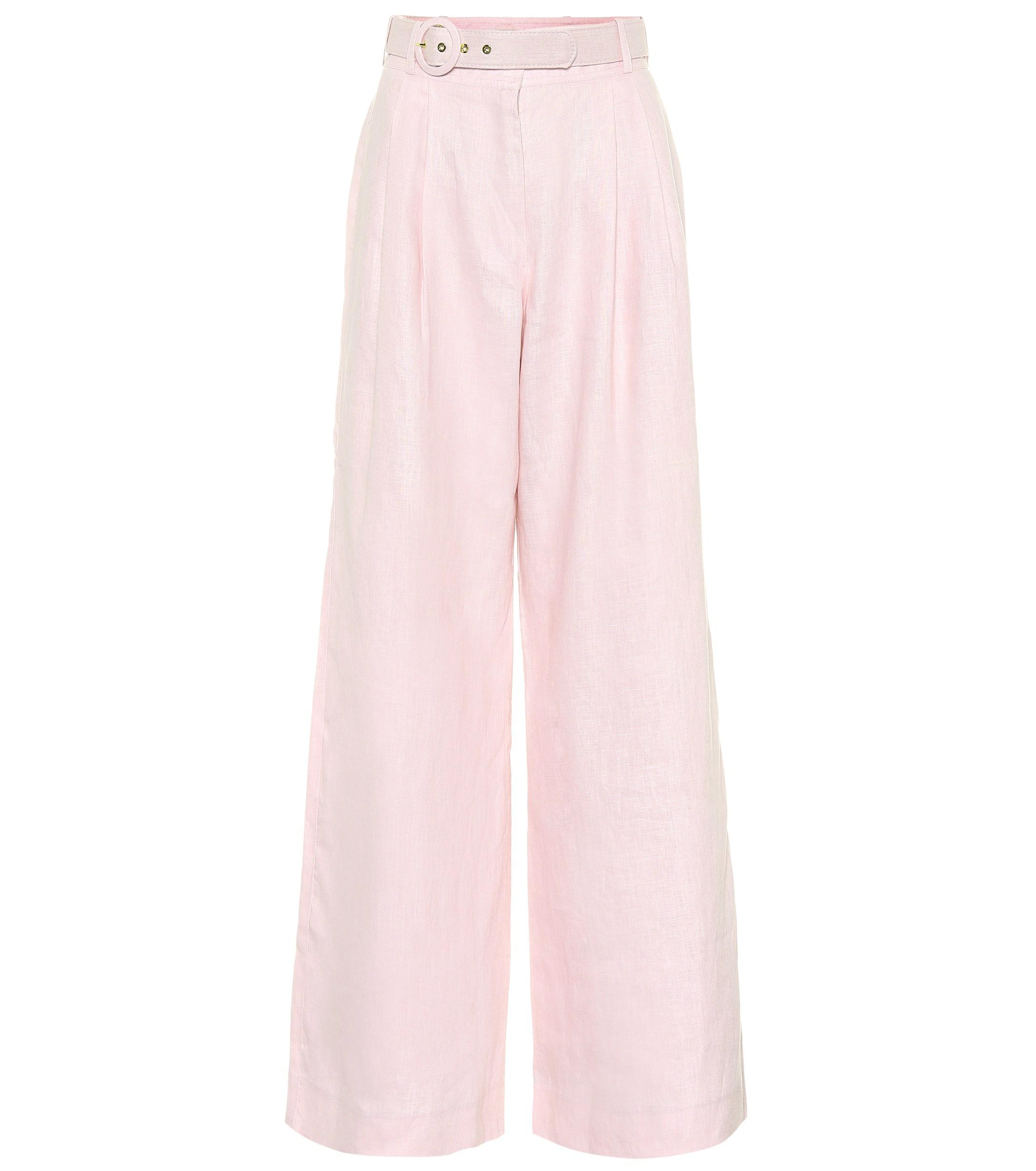 Zimmermann Corsage Linen Pants in Pink - Lyst