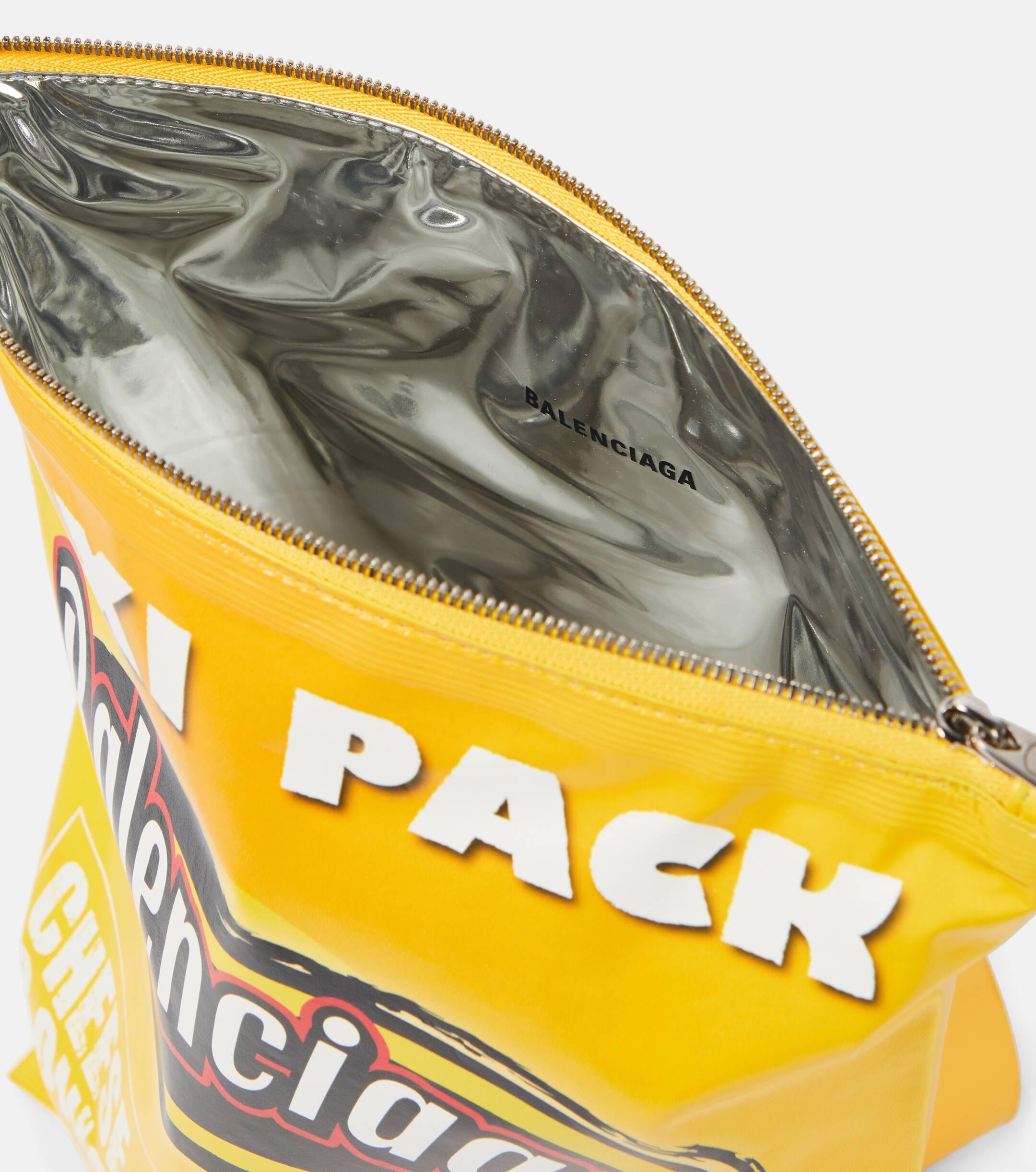 Balenciaga Chips Printed Leather Clutch in Yellow | Lyst Canada