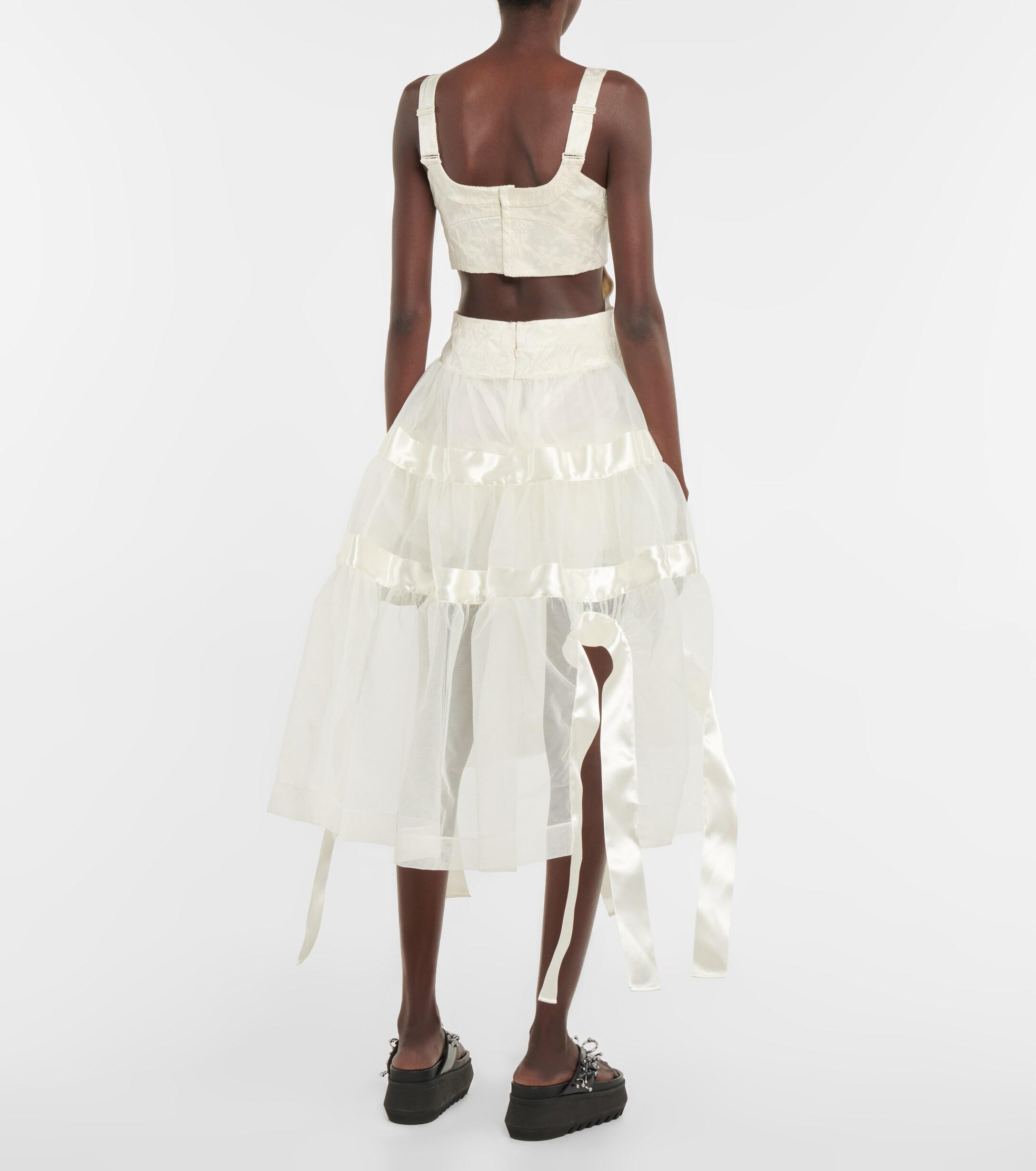 Simone Rocha Cotton-blend Floral Jacquard Midi Dress in White | Lyst