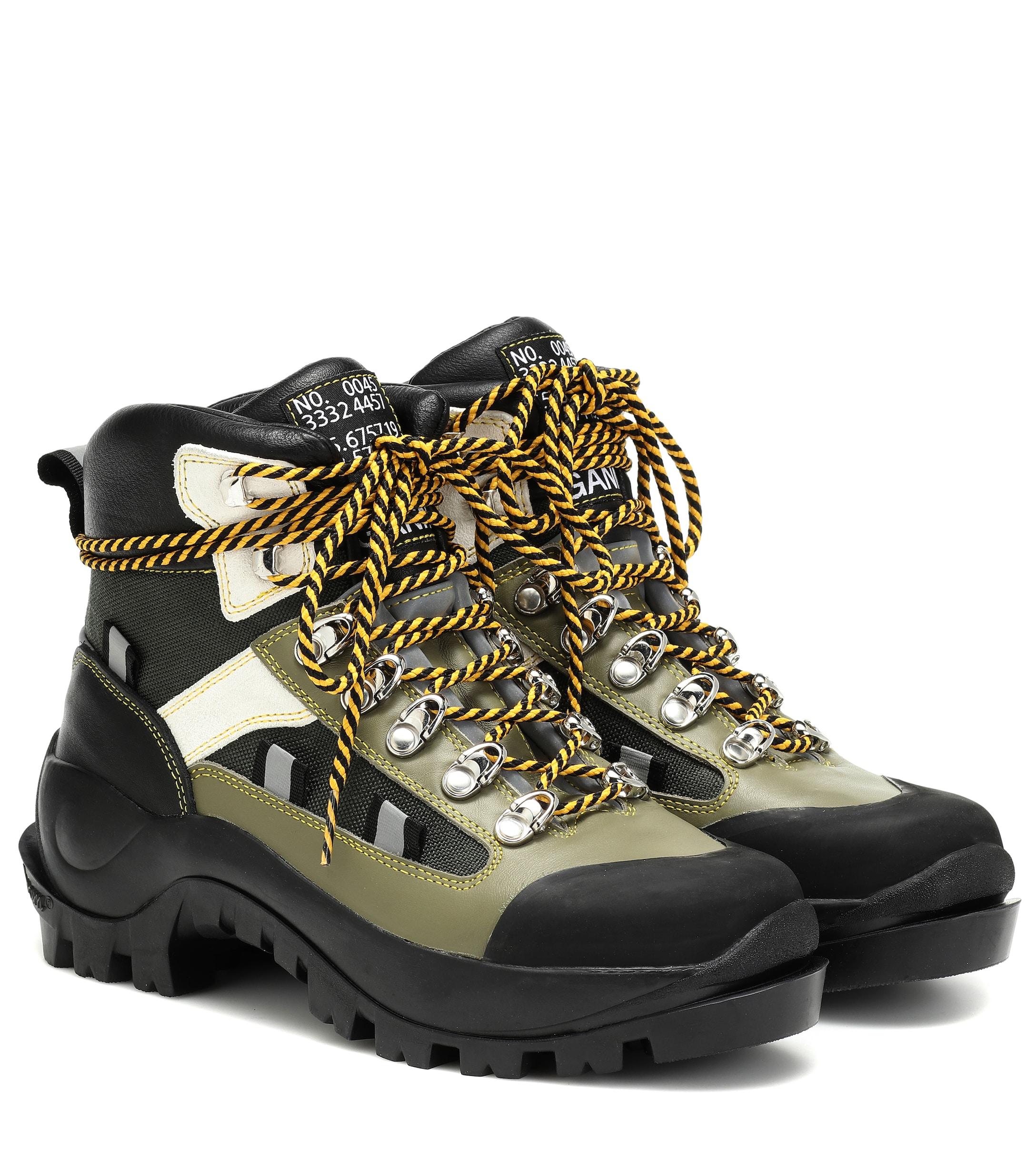 Ganni 40mm Bruna Leather Hiking Boots - Lyst