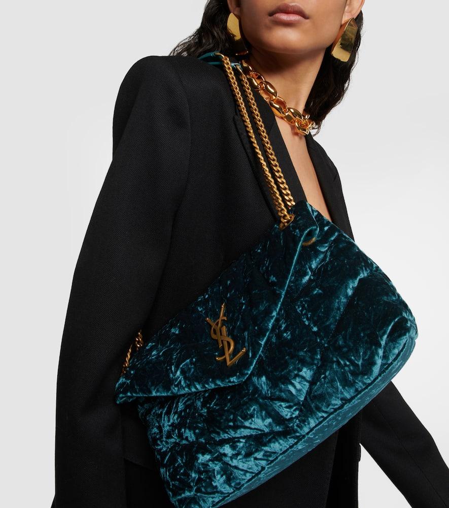 Saint Laurent Puffer Small Quilted Velvet Shoulder Bag in Green Lyst