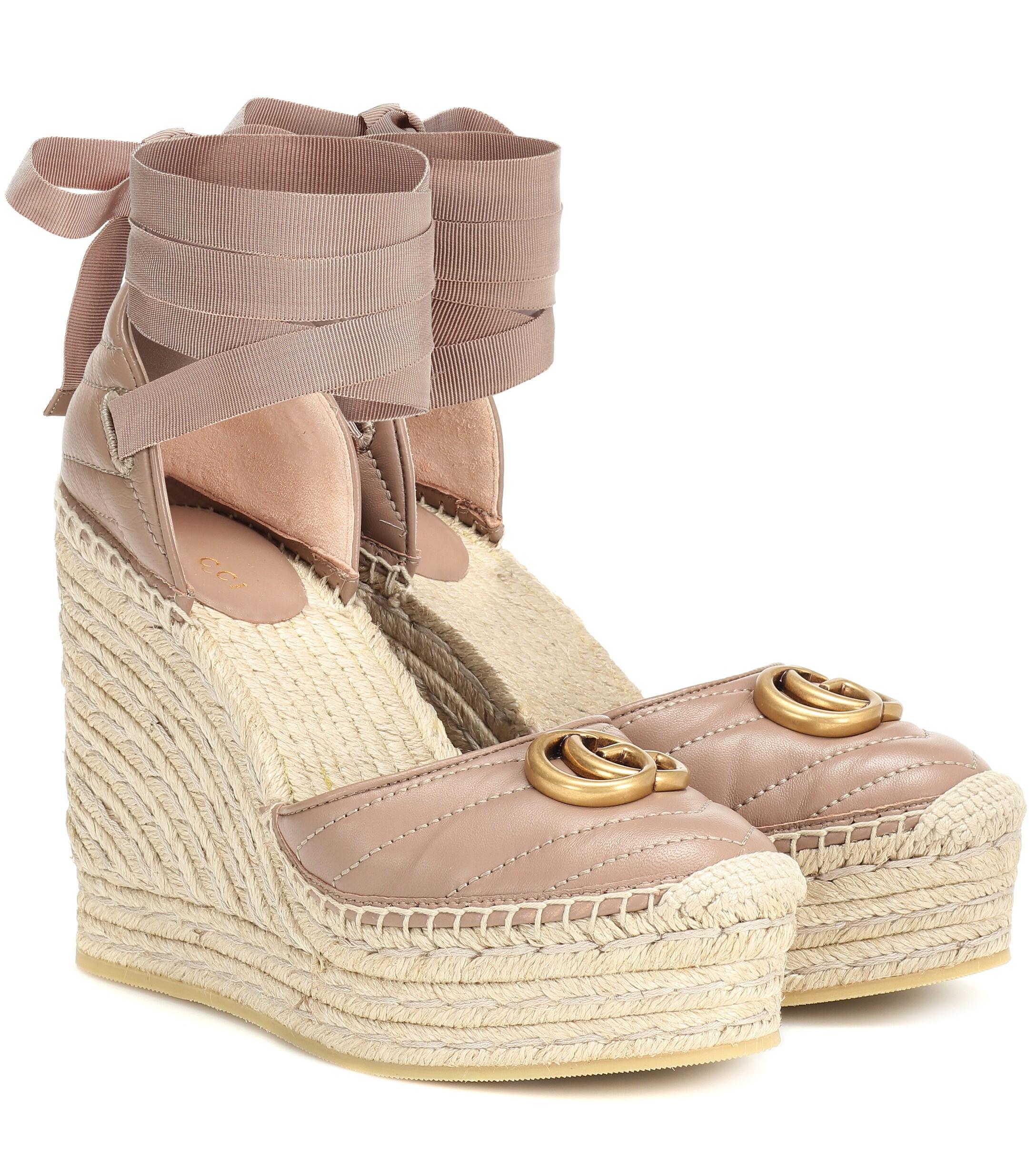 komponist Støt modstand Gucci Double G Leather Espadrille Wedges | Lyst