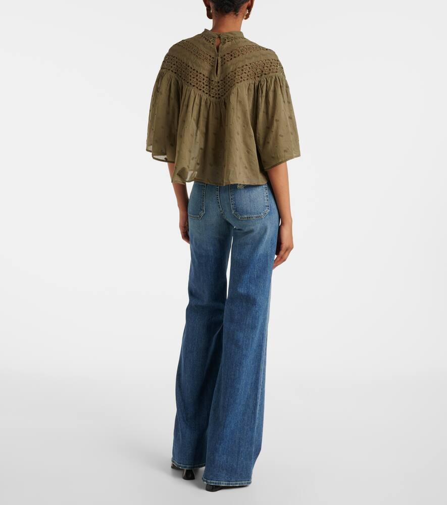 【Nili Lotan】 Mikki broderie anglaiseコットントップ Nili Lotan Mikki Broderie Anglaise Cotton Top in Green | Lyst