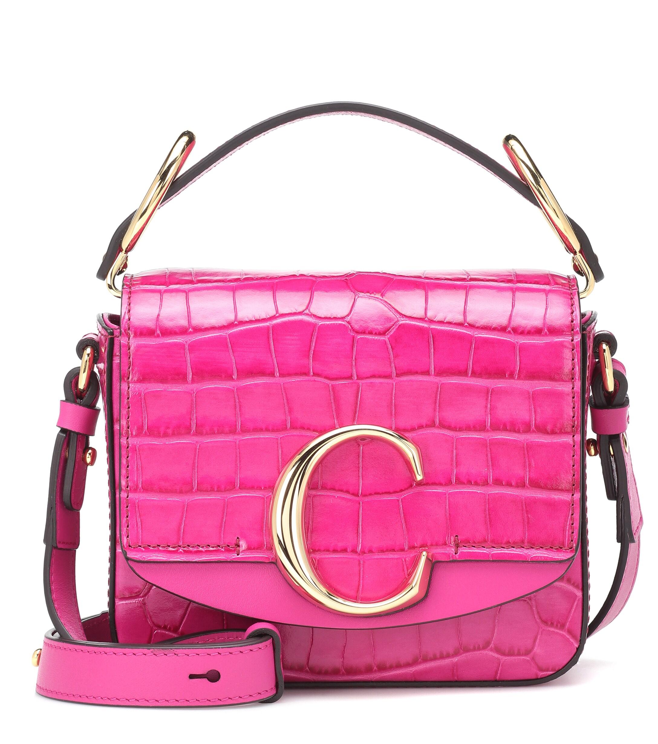 Chloé C Mini Leather Shoulder Bag In Pink Lyst
