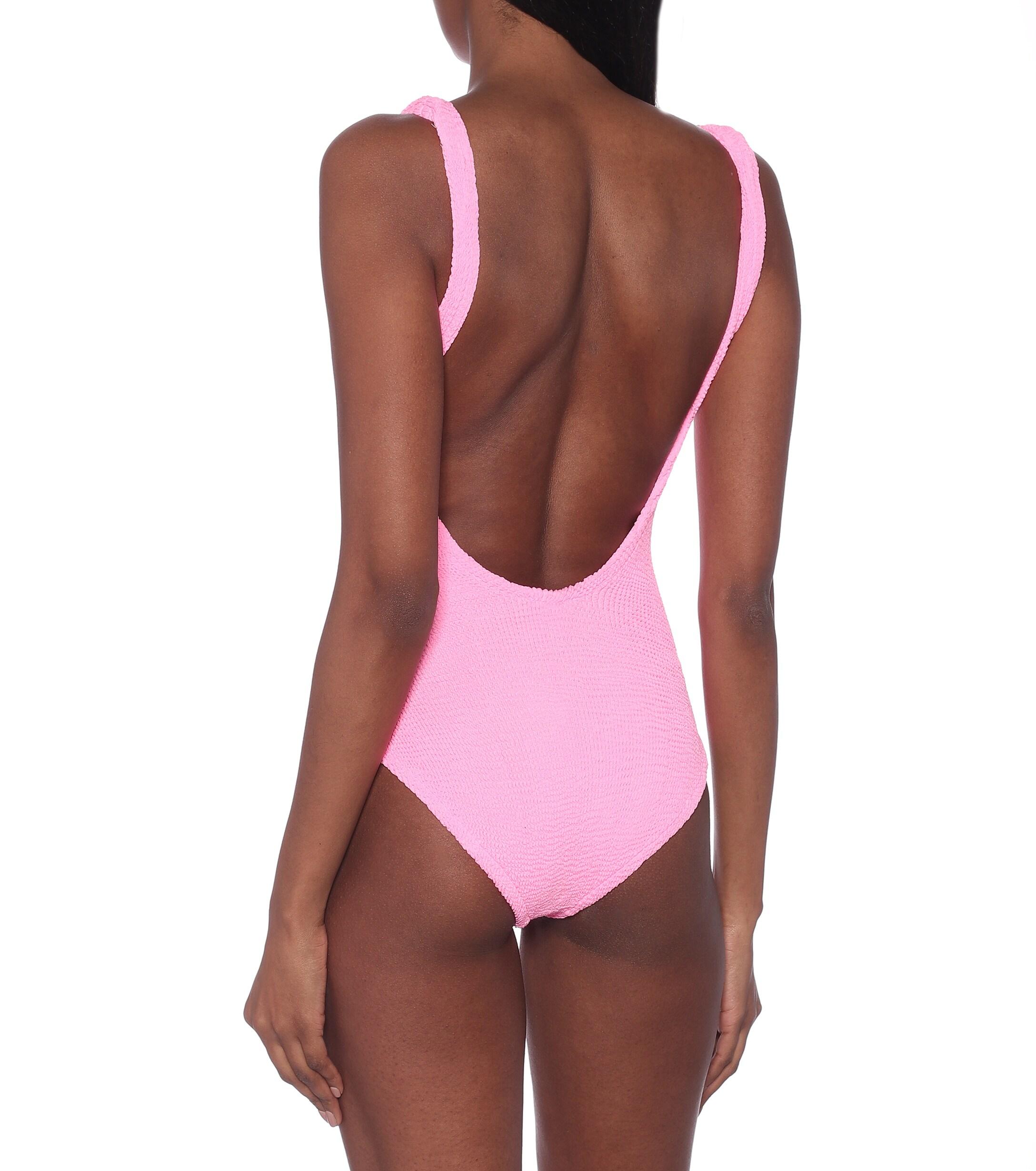 Hunza G Classic Square-neck Swimsuit in Pink - Lyst