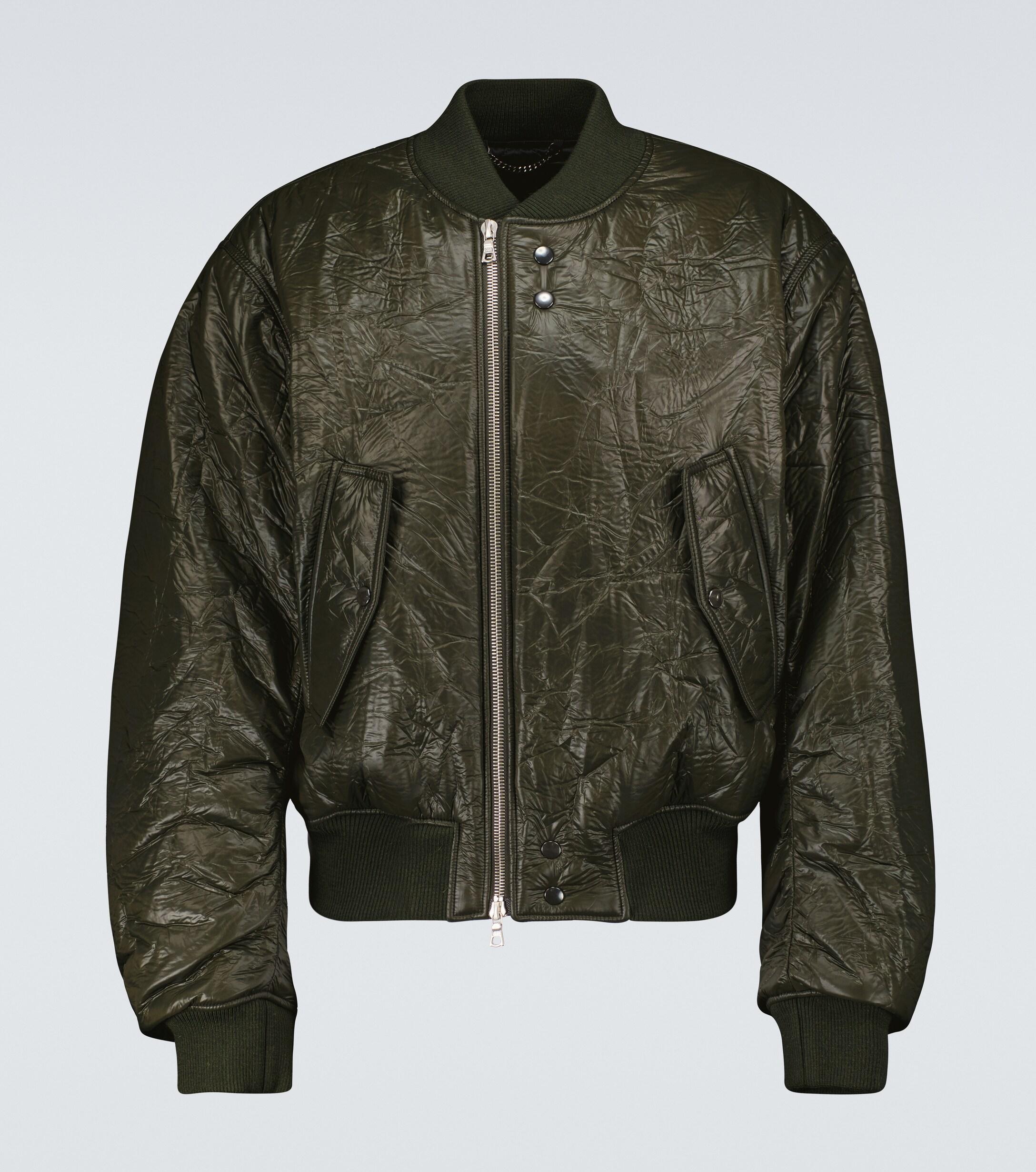 Dries Van Noten Oversized Texured Bomber Jacket in Green for Men