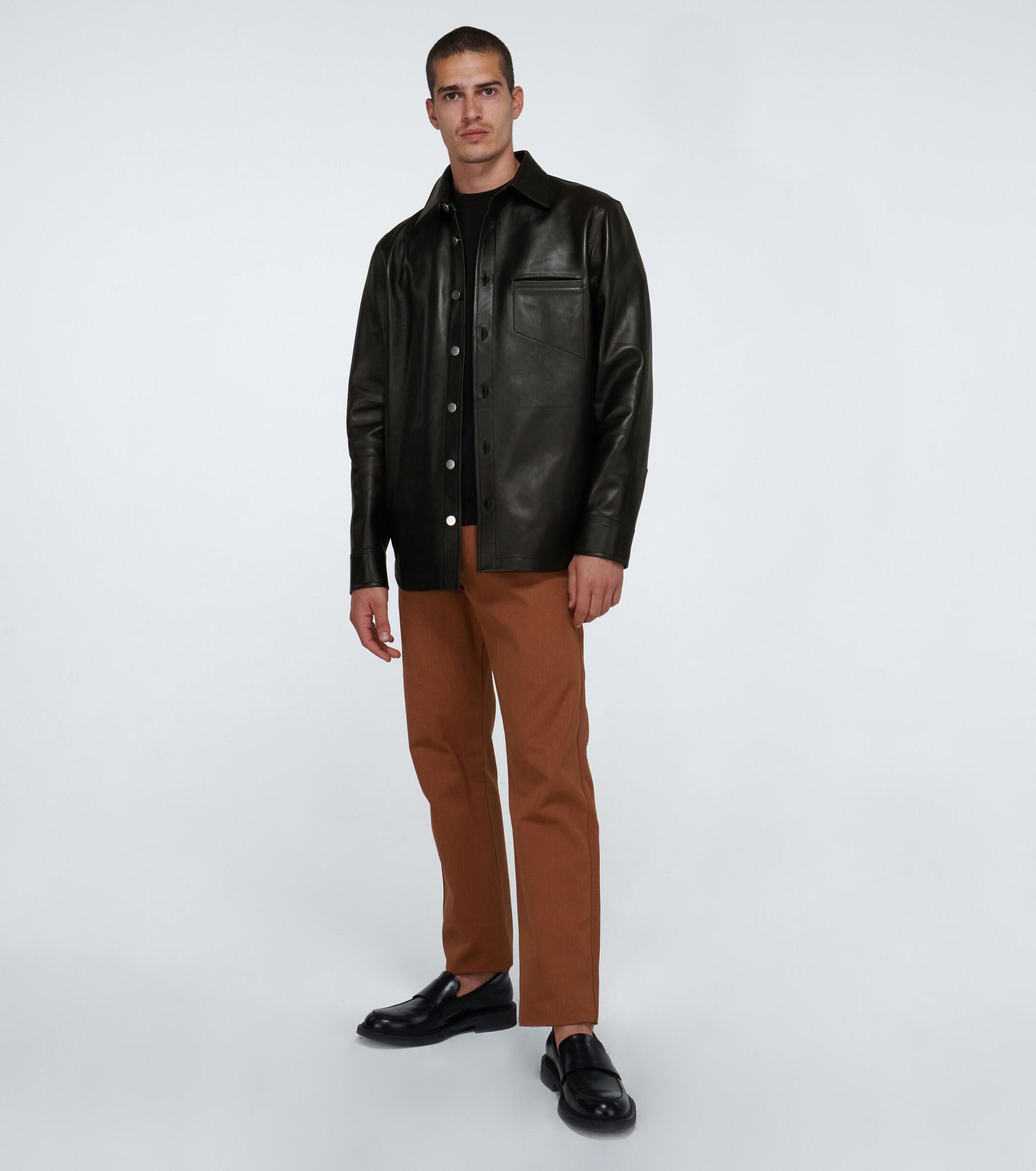 Bottega Veneta Leather Overshirt in Black for Men | Lyst