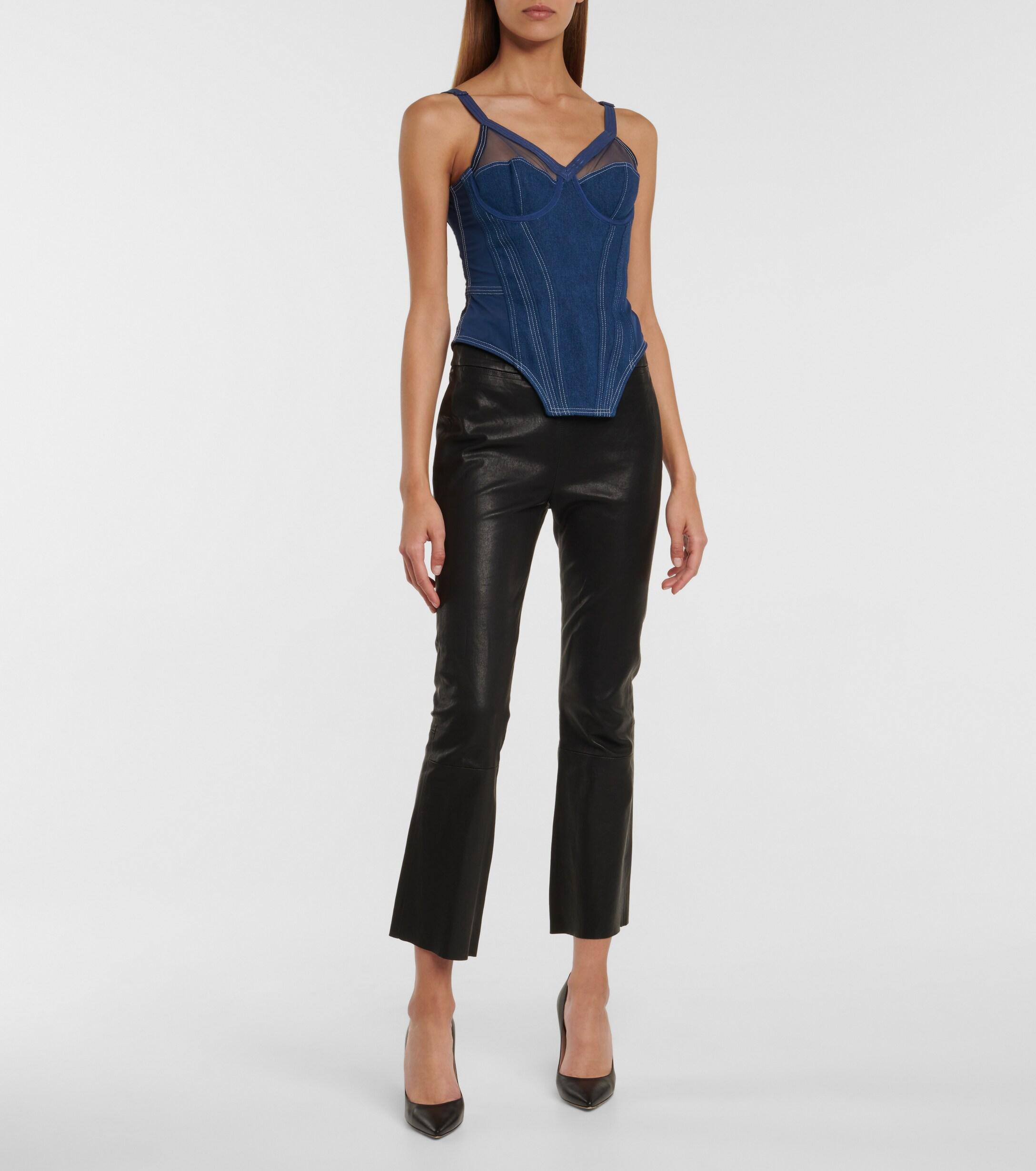 Burberry Denim Corset Top in Black | Lyst