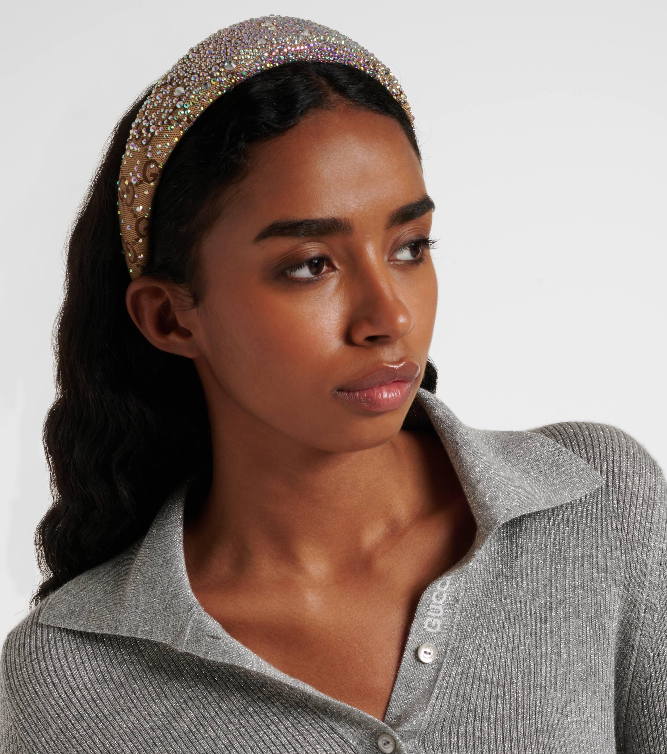 Gucci Crystal GG Headband Gucci GG Canvas crystal-embellished headband Gucci main image 2