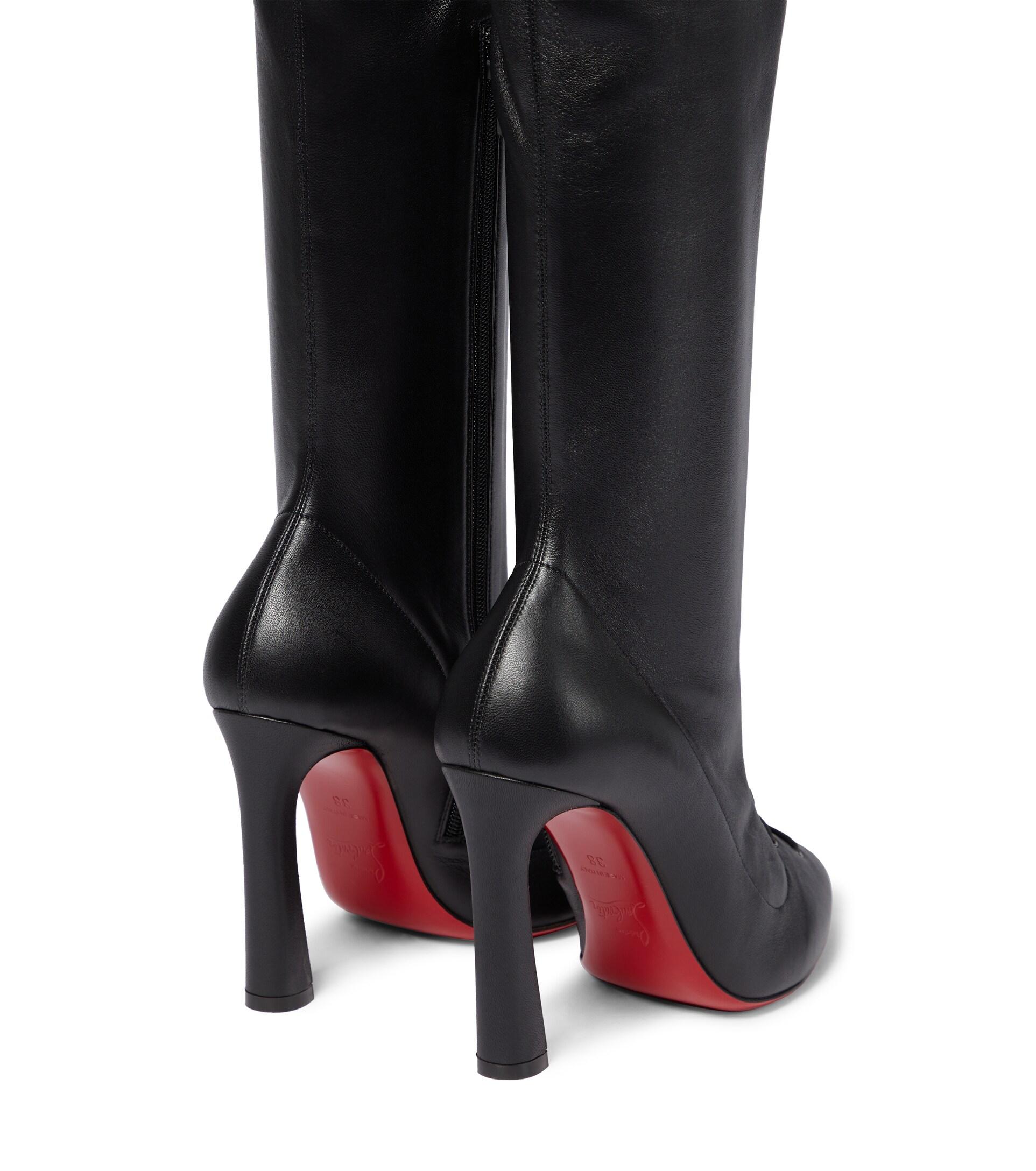 Christian Louboutin Anjel 100 Leather Boots in Black