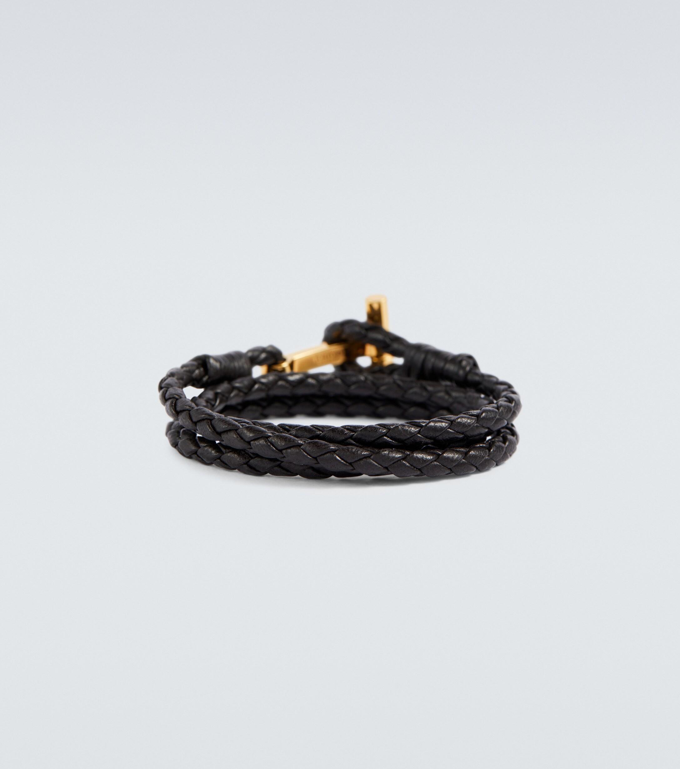 Tom Ford Braided Leather Bracelet in Black for Men | Lyst UK