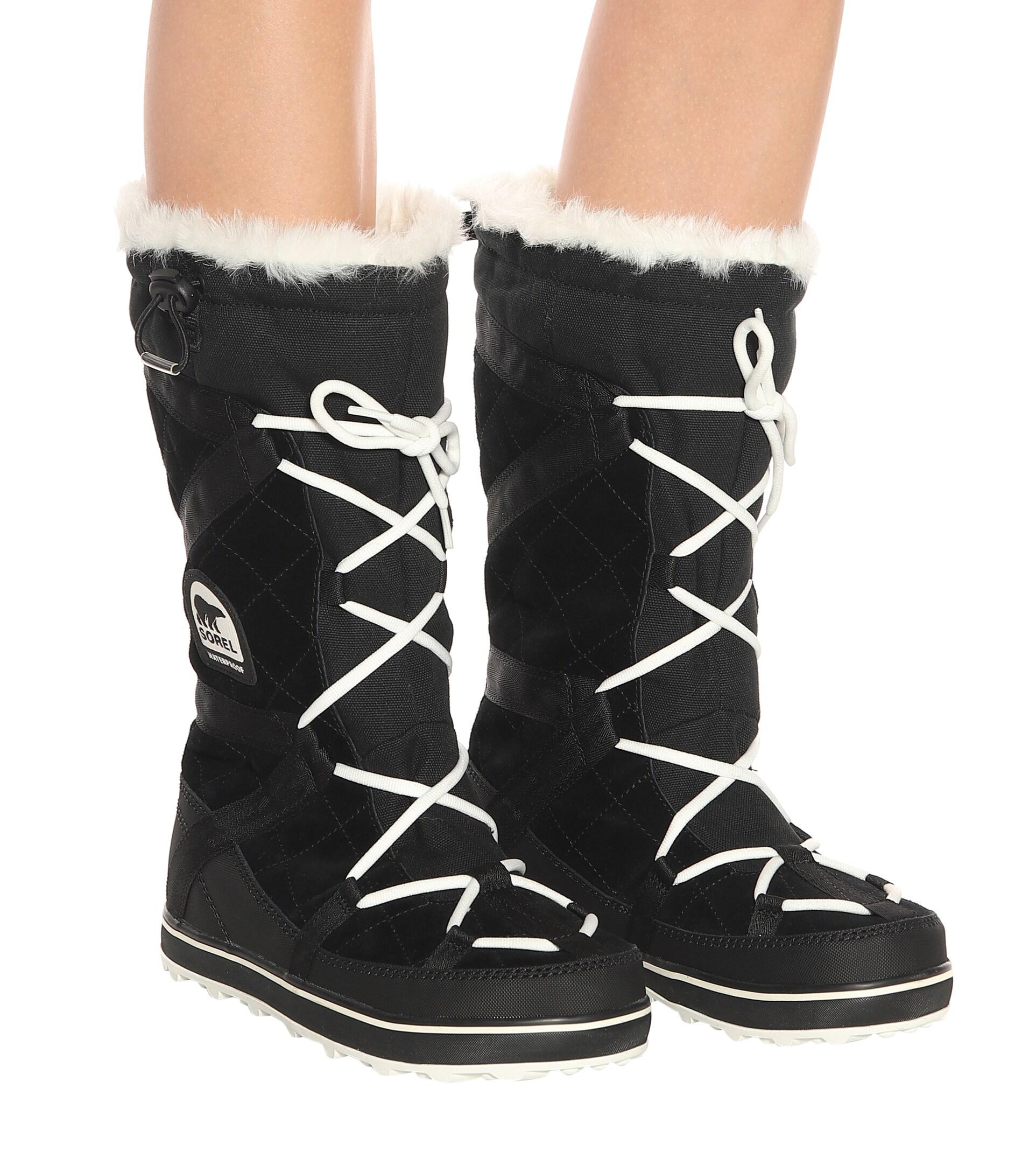 Sorel Glacy Explorer Suede Boots in Black | Lyst