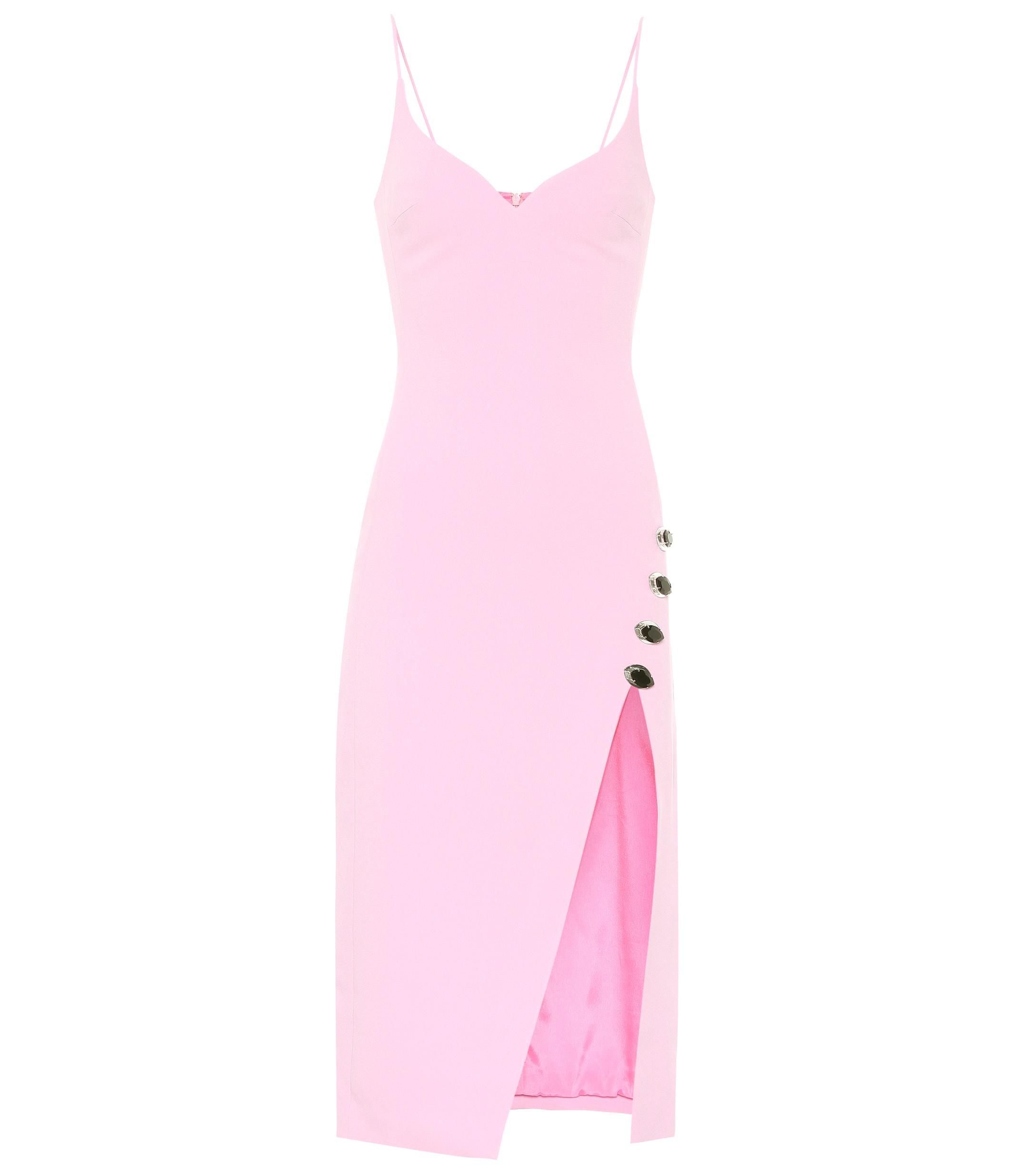 David Koma Crystal-embellished Cady Midi Dress in Pink,Black (Pink) - Lyst