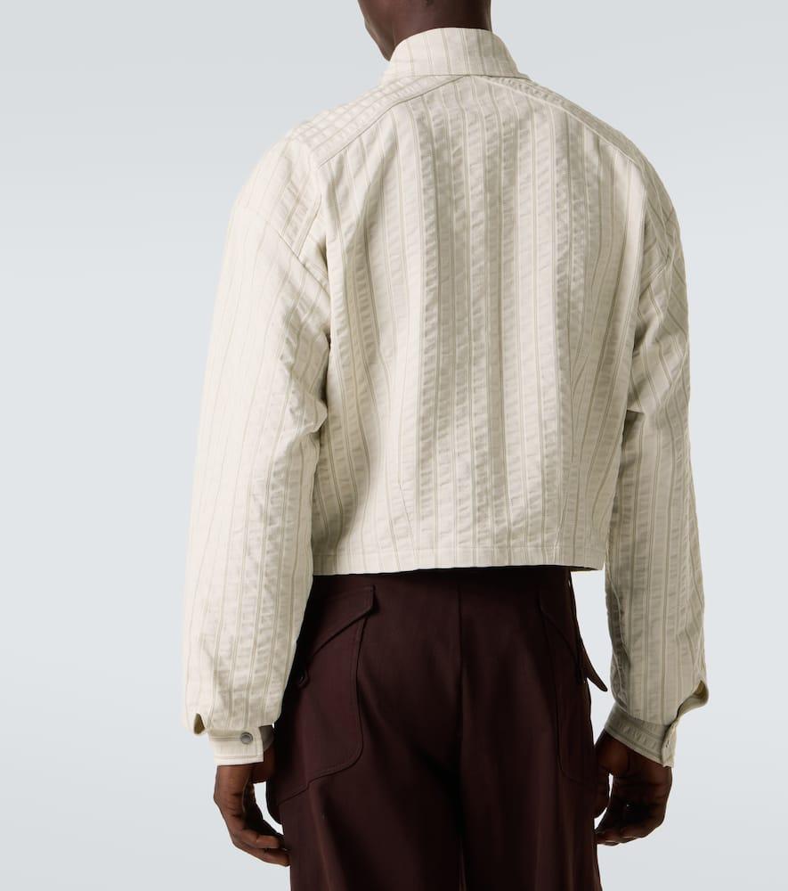 Kiko Kostadinov Kraner Striped Cropped Cotton Shirt in White for