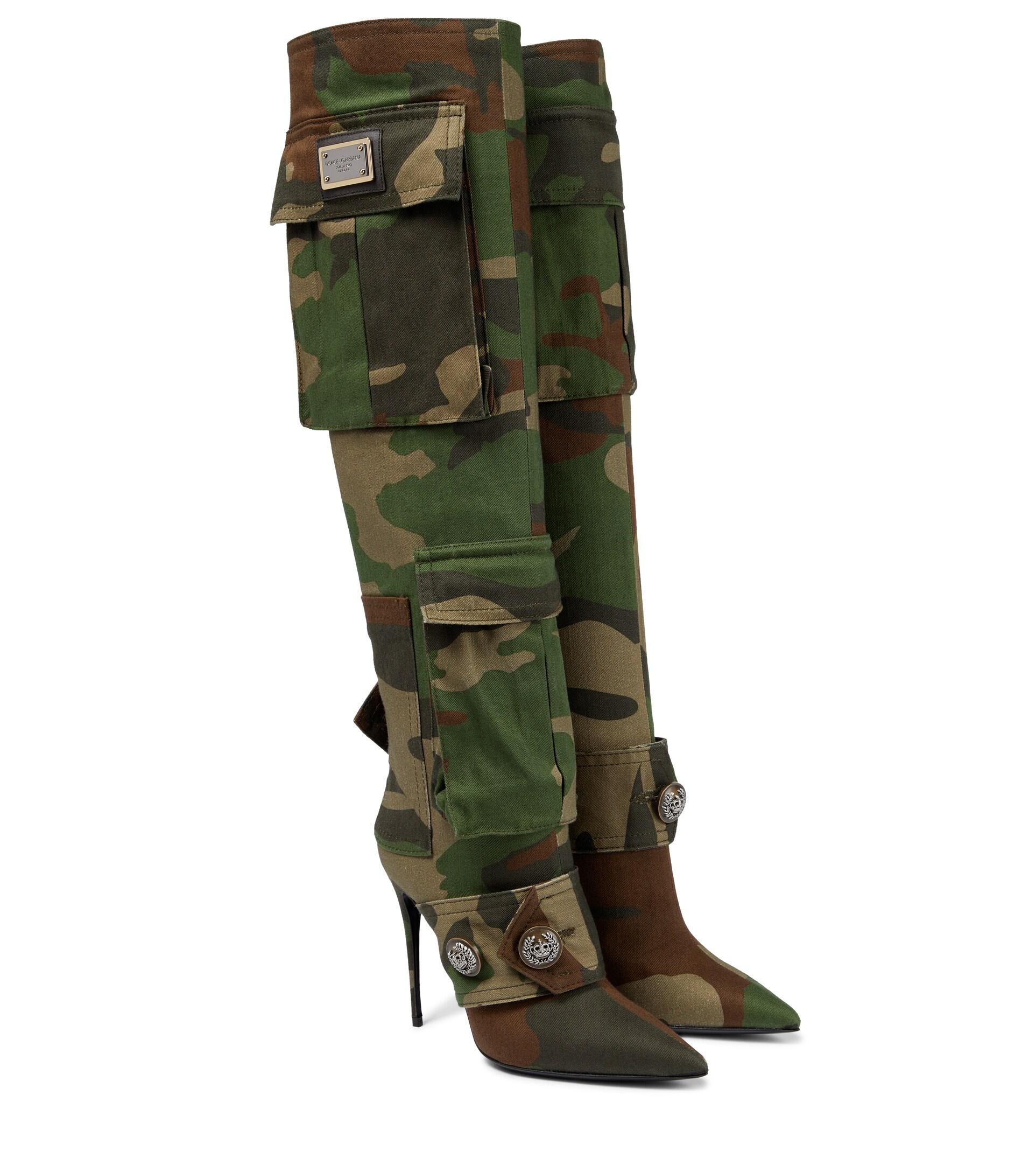 eksplosion favorit Databasen Dolce & Gabbana Cardinale Camouflage Knee-high Boots in Green | Lyst