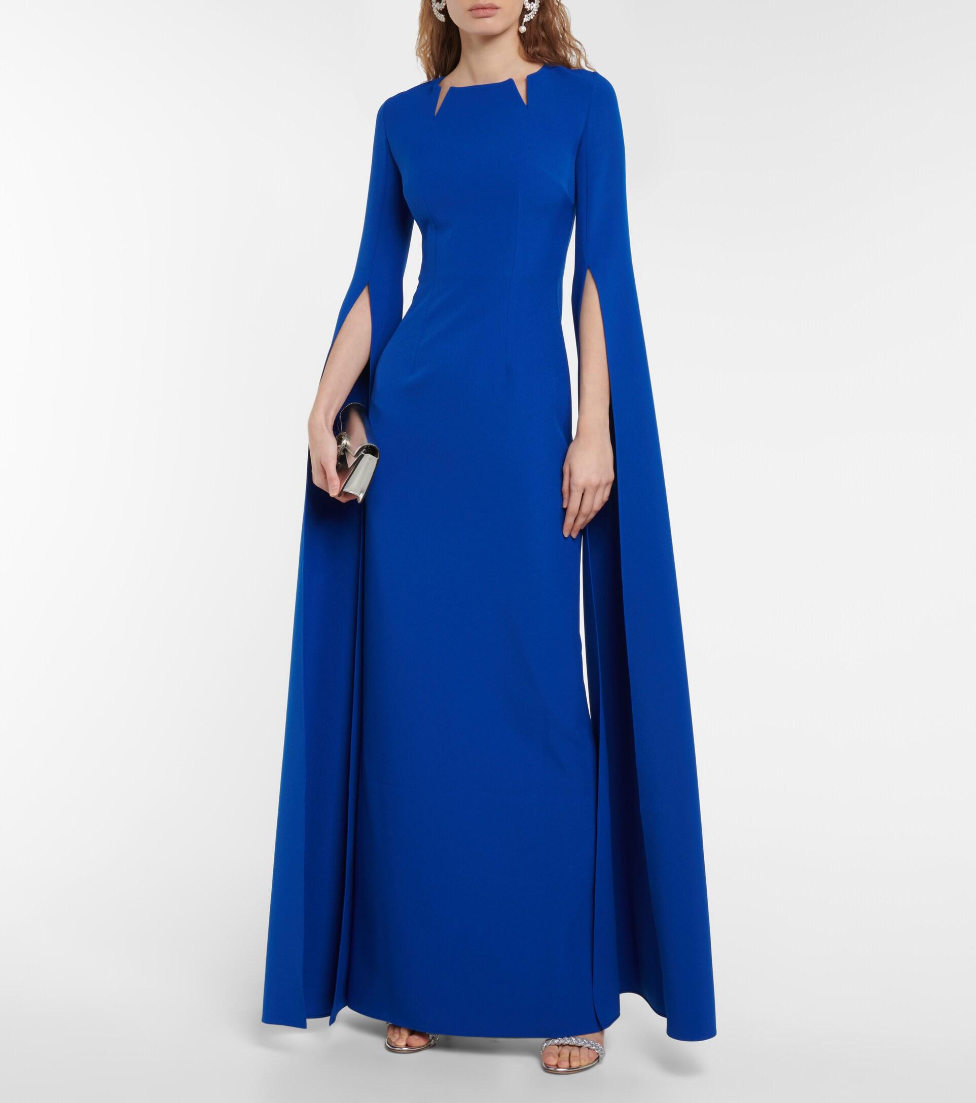 Back Cut Mini Cape Dress In Blue | FS Collection | SilkFred US