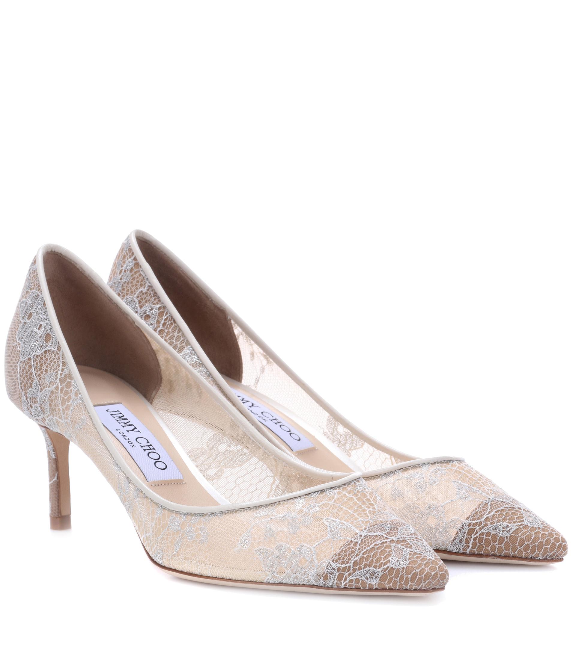 Jimmy Choo Romy 60 Lace Pumps in White | Lyst UK