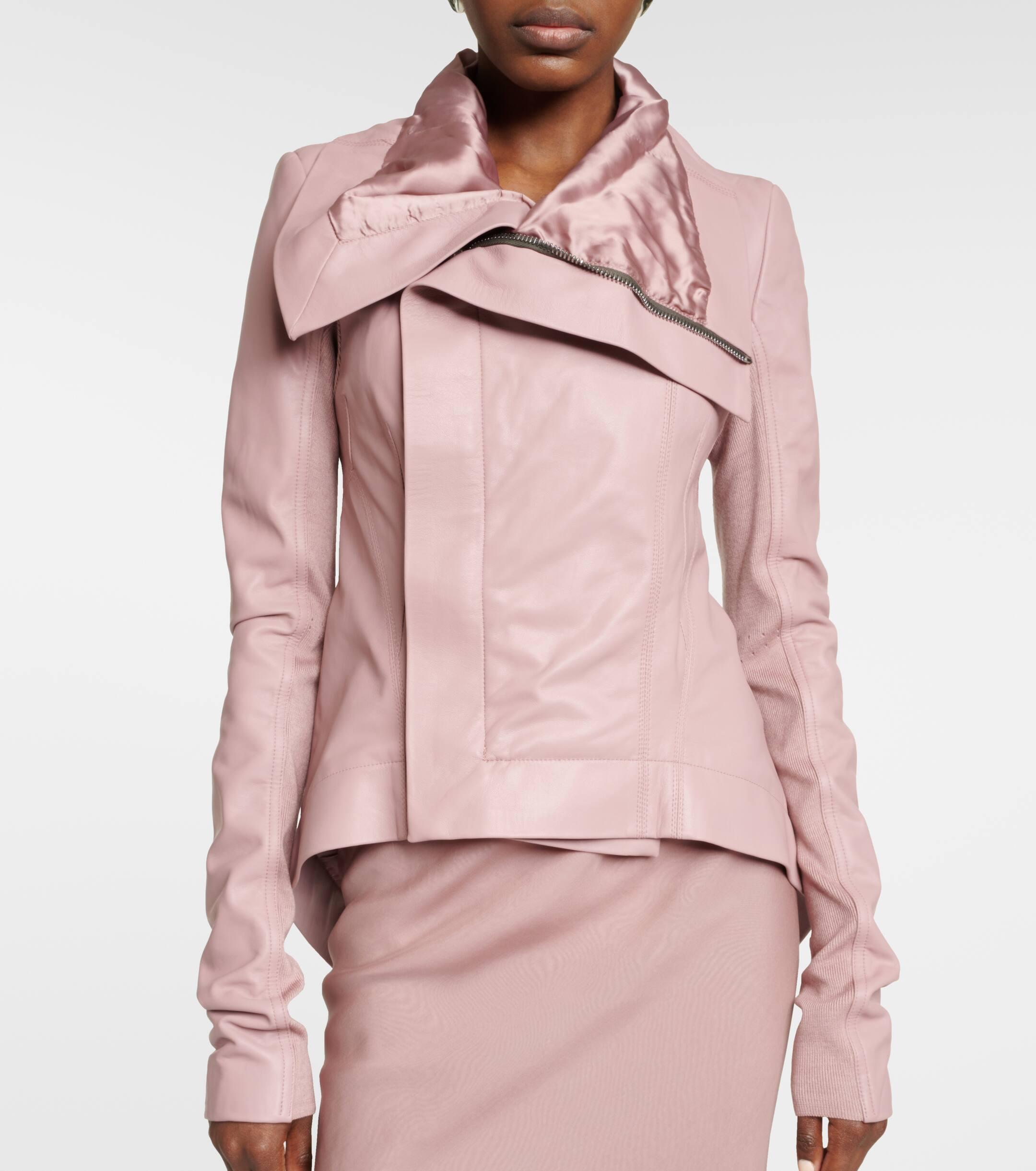 Pink leather look jacket clearance