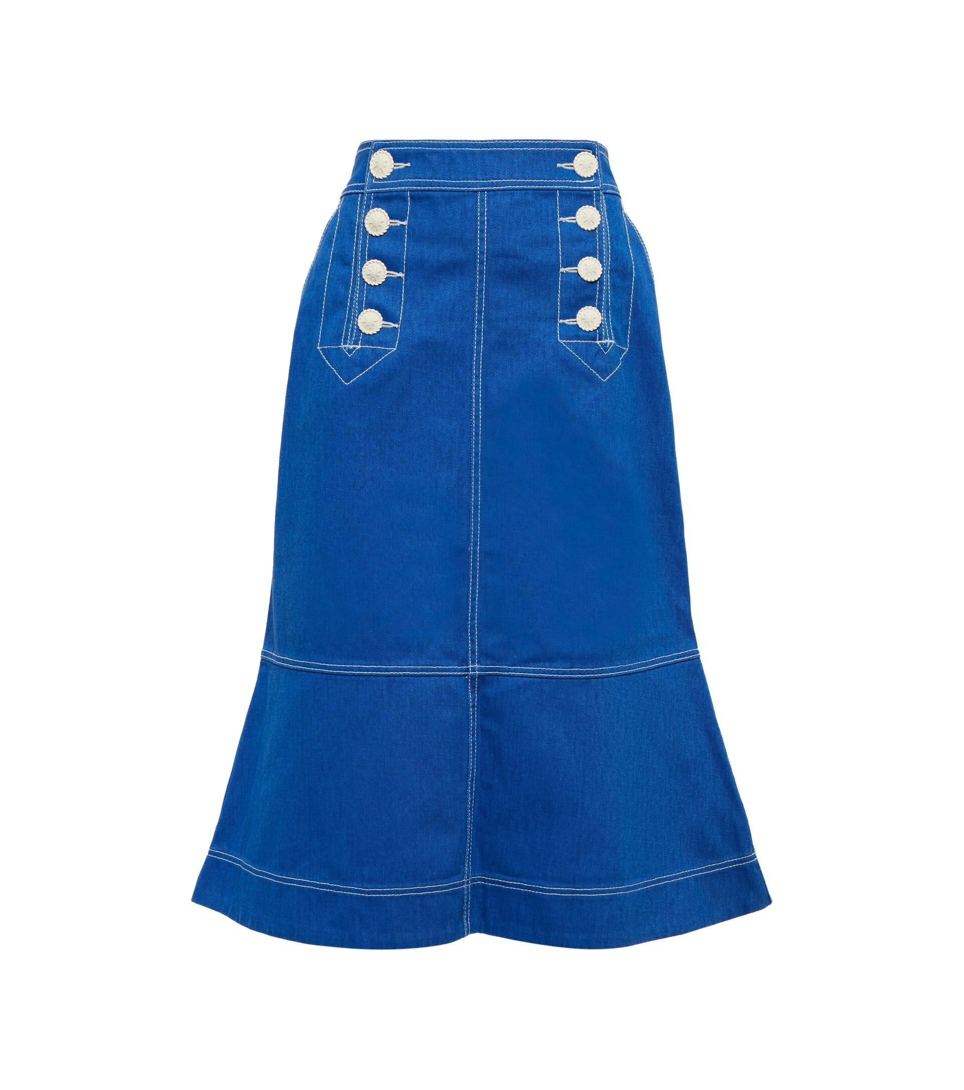 Zimmermann High Tide Denim Midi Skirt in Blue | Lyst