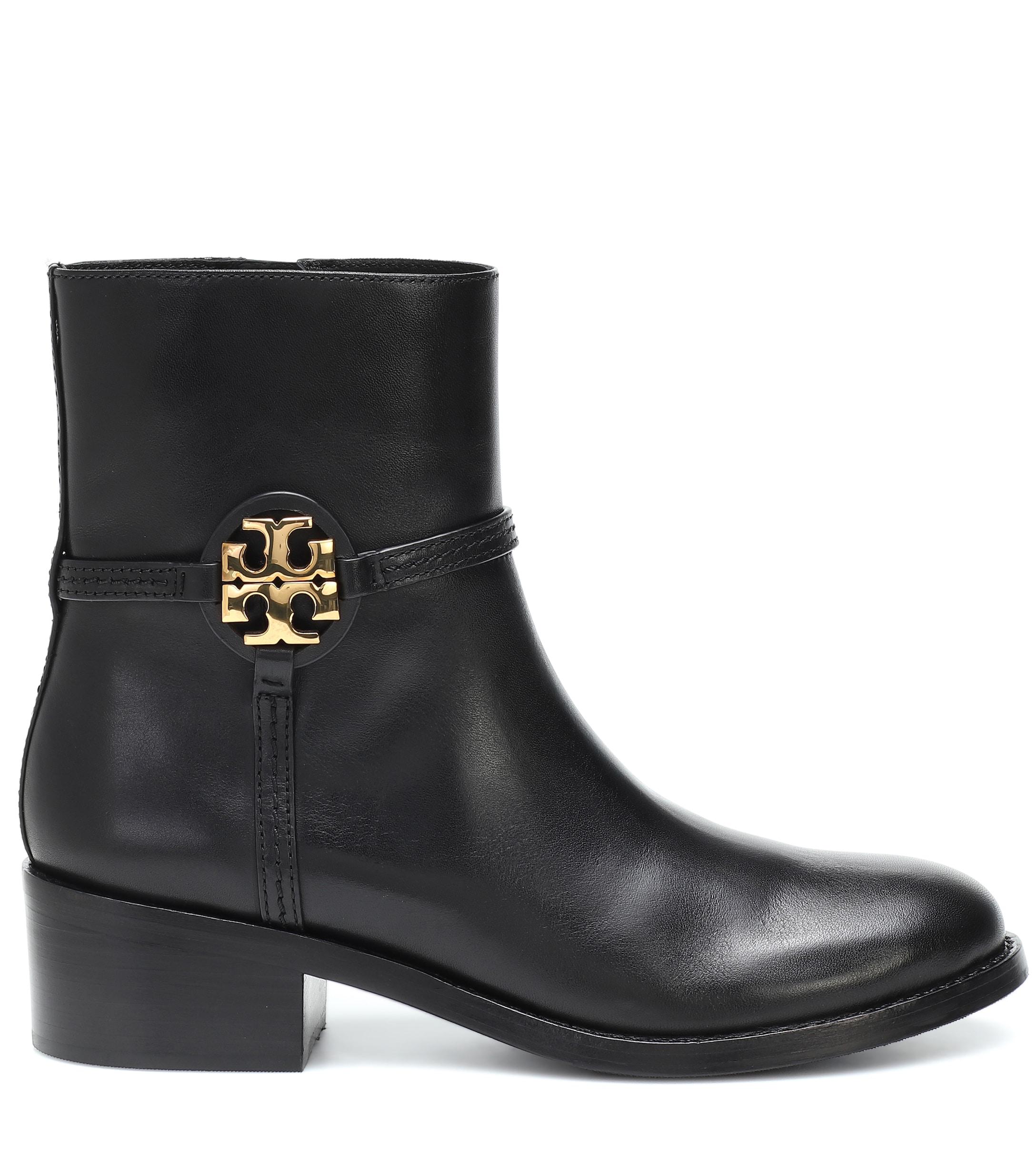 Tory Burch Miller Leather Ankle Boots in Black - Lyst