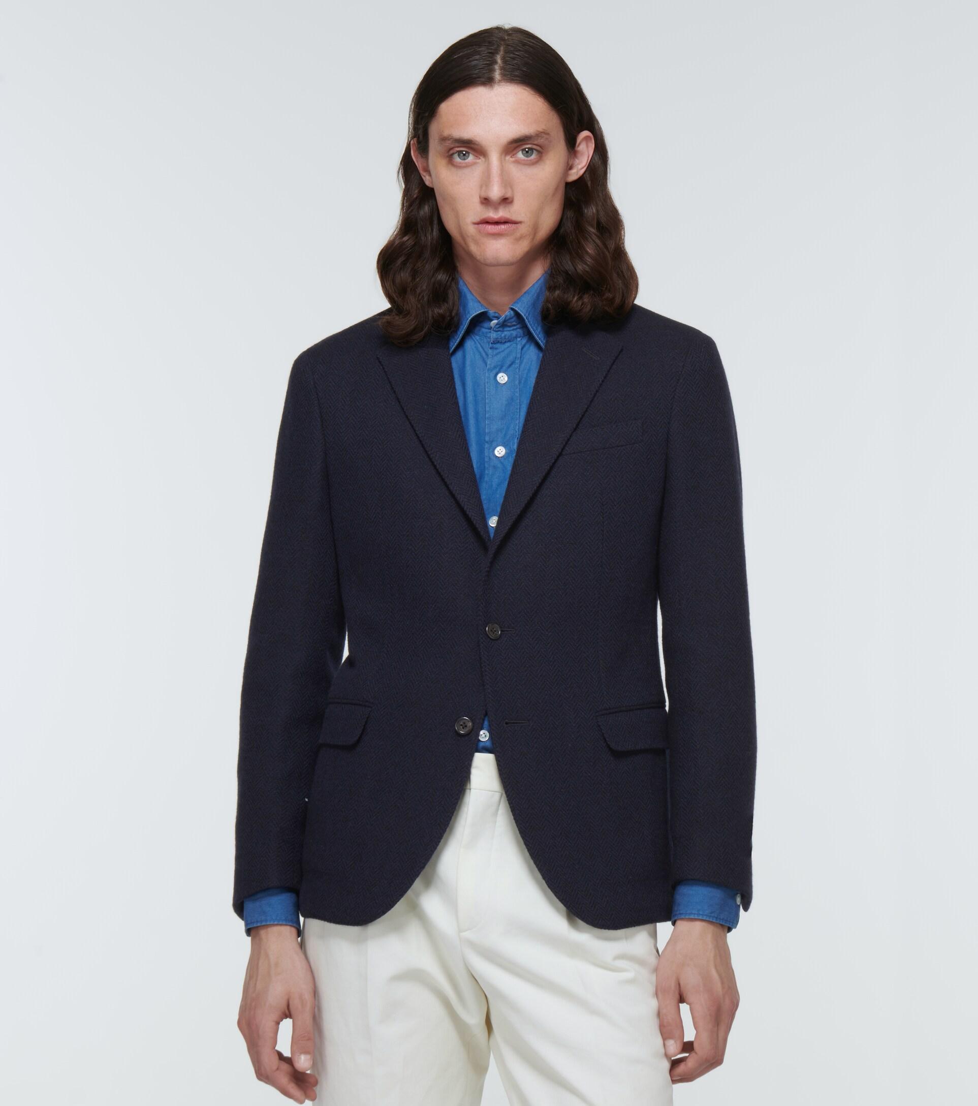 Polo Ralph Lauren Herringbone Wool-blend Blazer in Blue for Men | Lyst