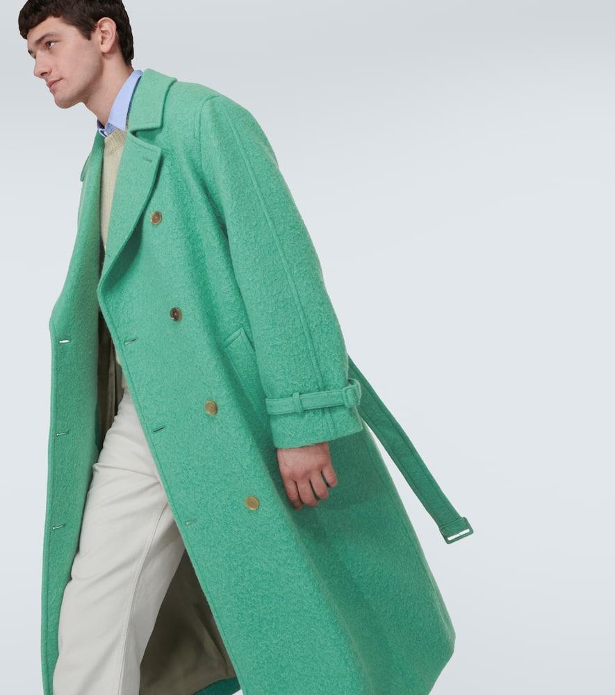 AURALEE Melton Wool And Alpaca Trench Coat in Green for Men