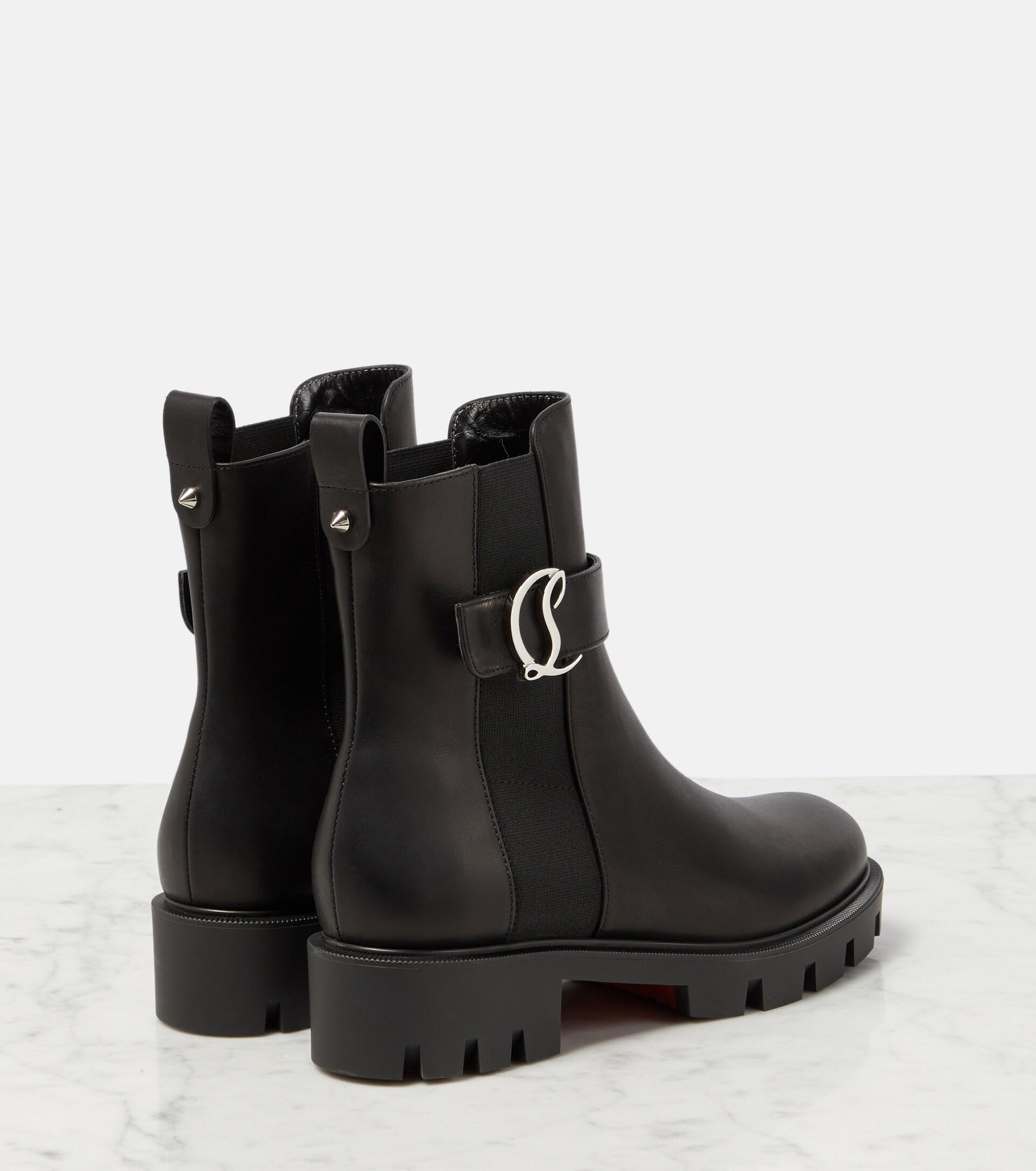 Christian Louboutin Chelsea Booty Lug Leather Ankle Boots 40 in Black | Lyst