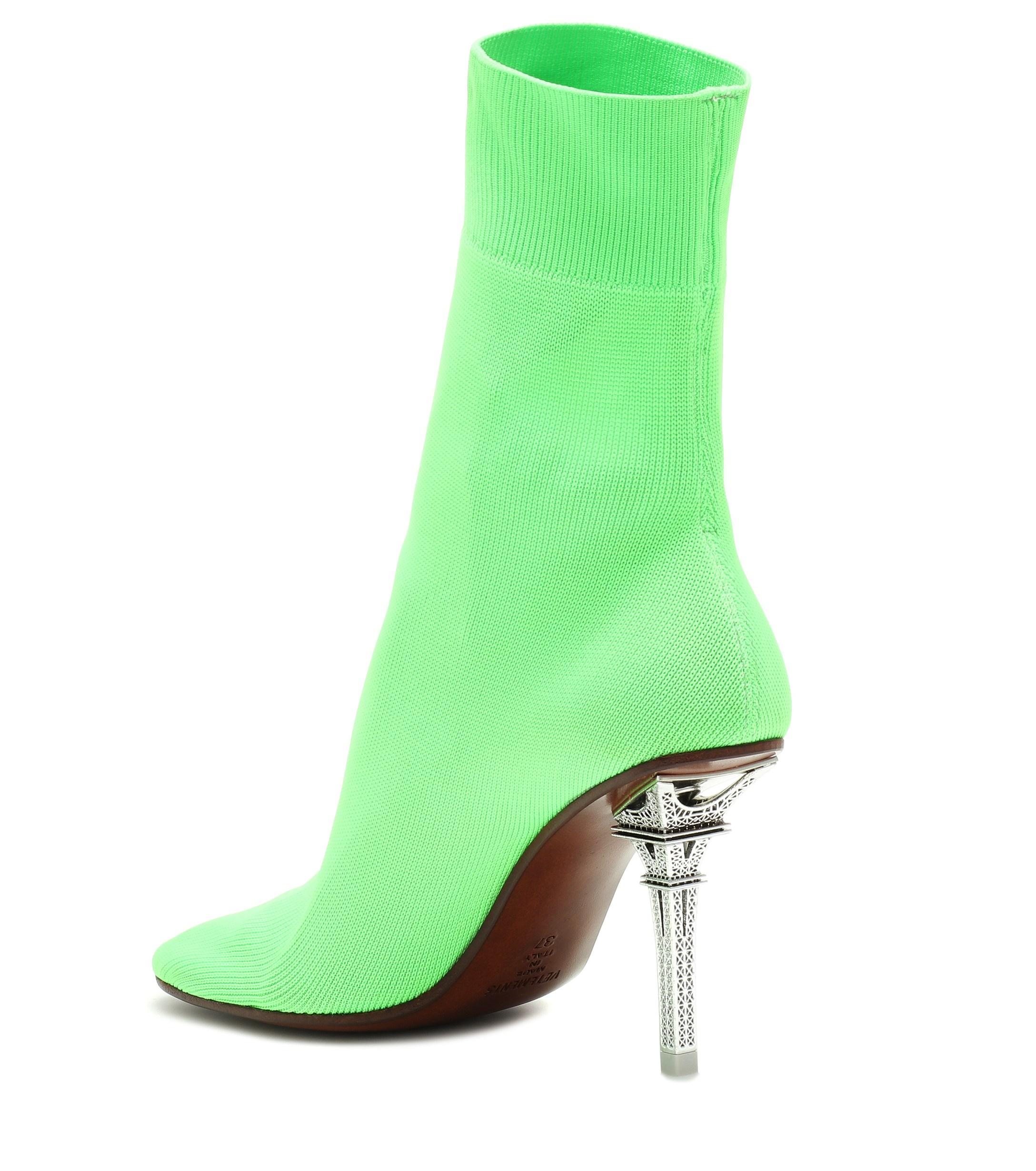 neon green sock heels