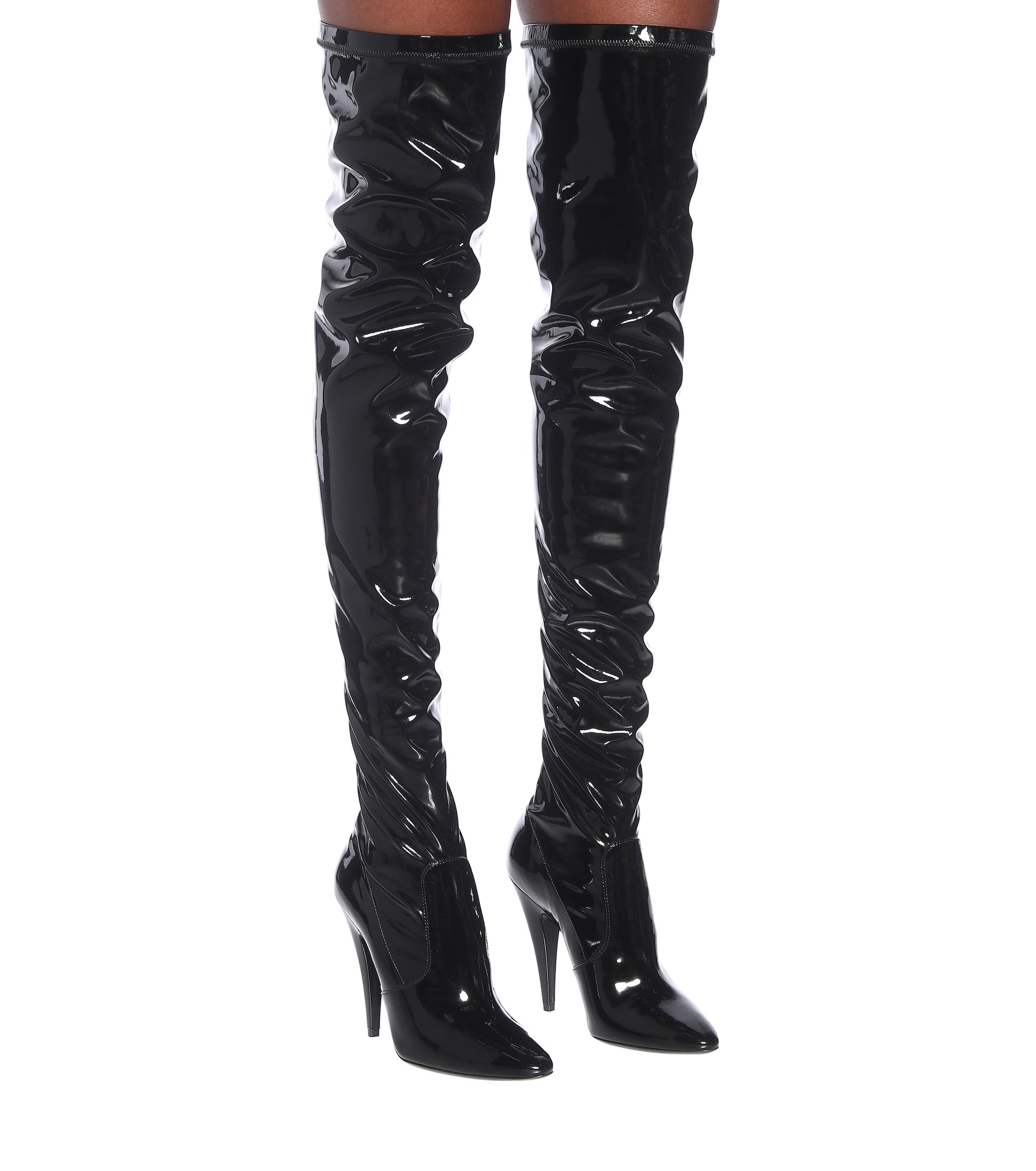 Saint Laurent Aylah Vinyl Over-the-knee Boots in Black - Lyst