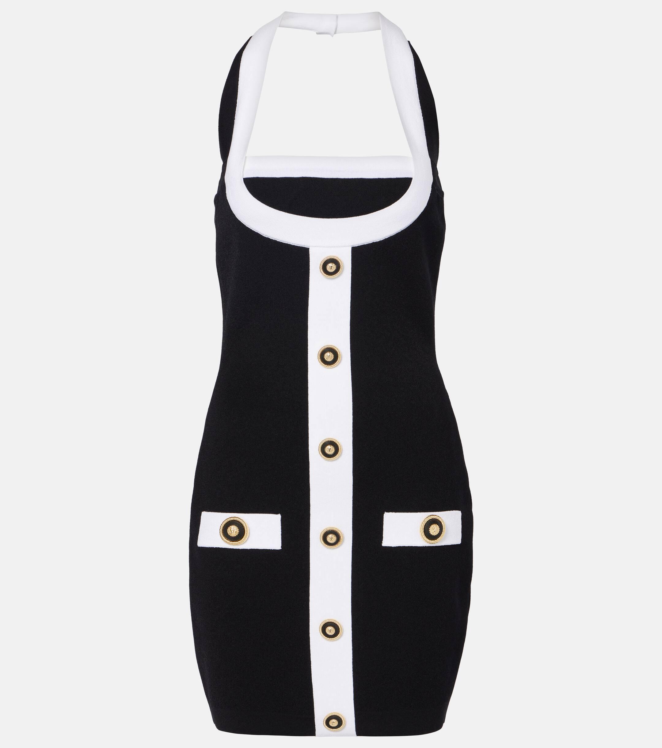 Balmain black white dress online