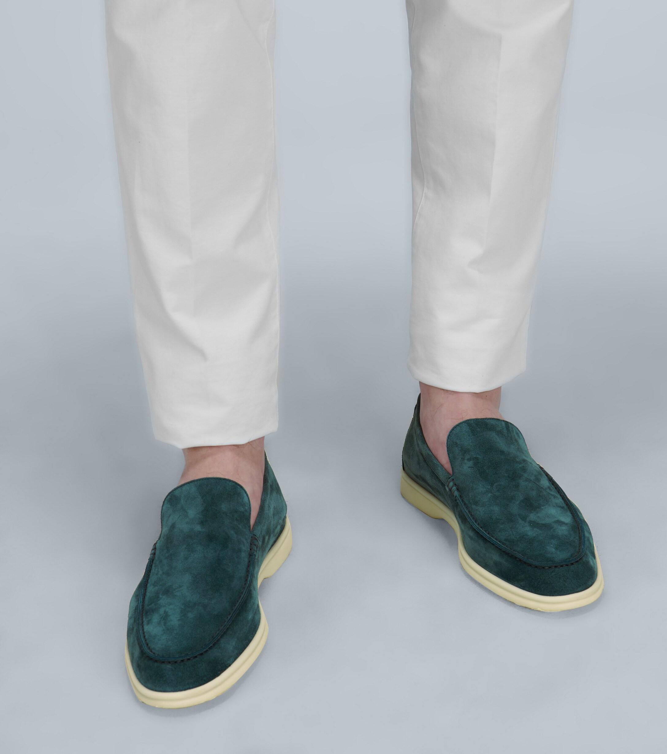 Loro Piana Summer Walk Suede Loafers in Green for Men | Lyst UK