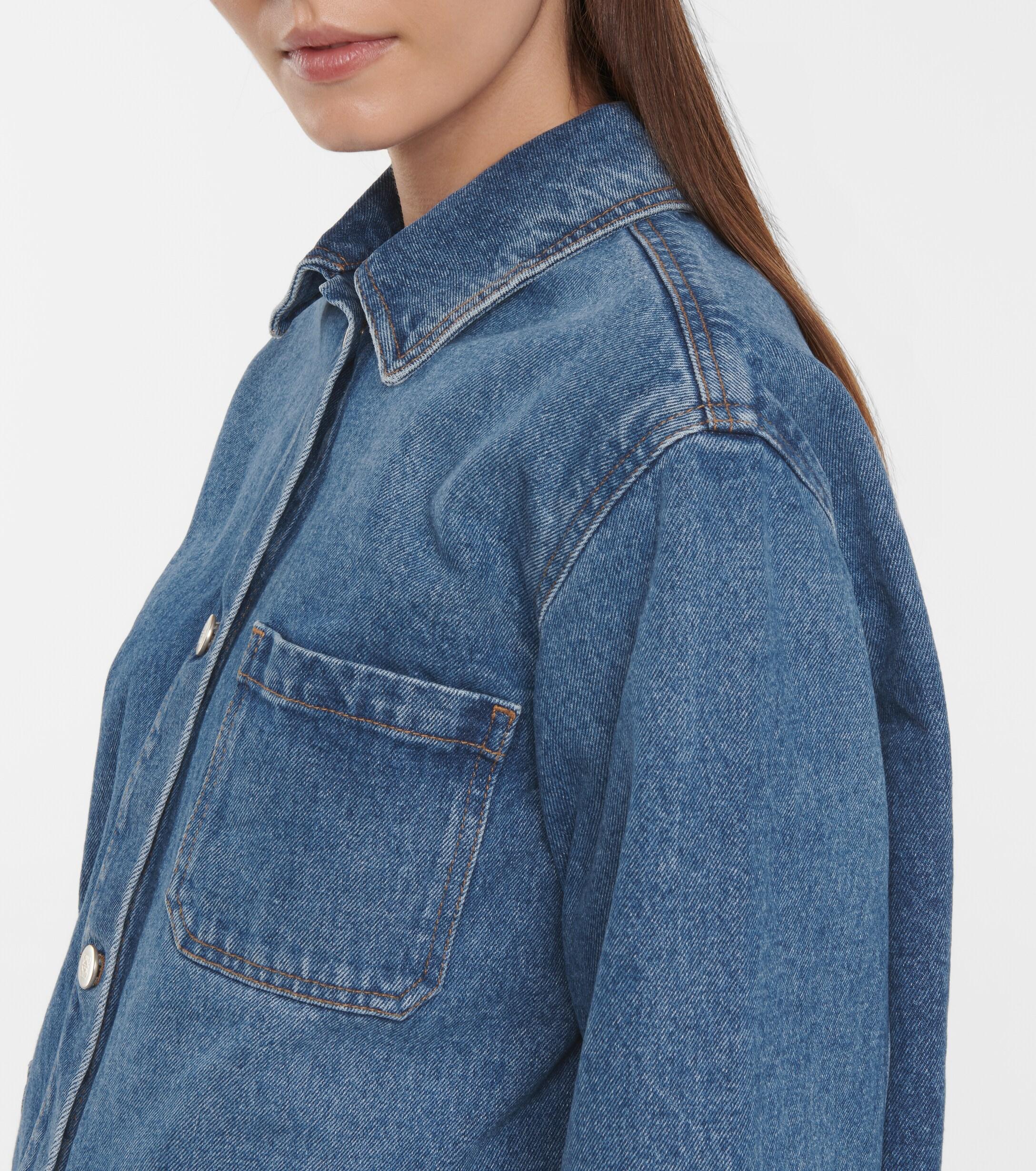 Loewe Anagram Leather-trimmed Denim Jacket in Blue - Lyst
