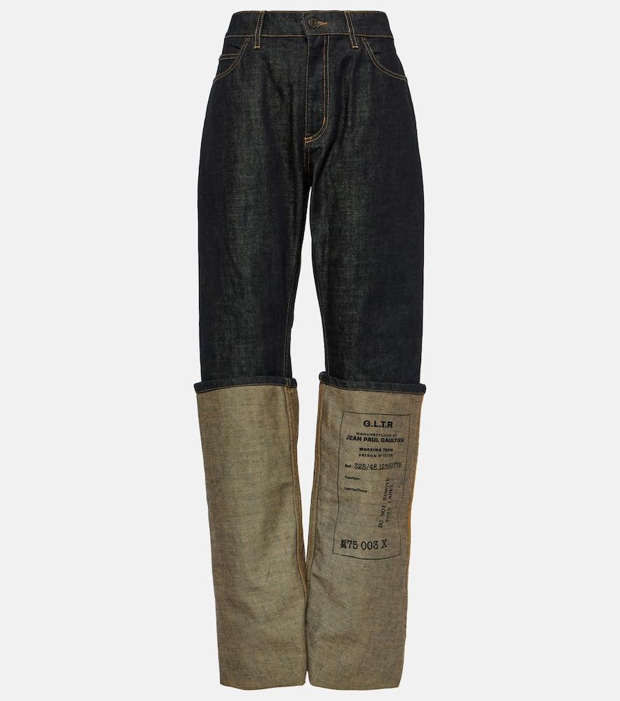 Jean Paul Gaultier Cuff Wide-Leg Jeans in Gray | Lyst