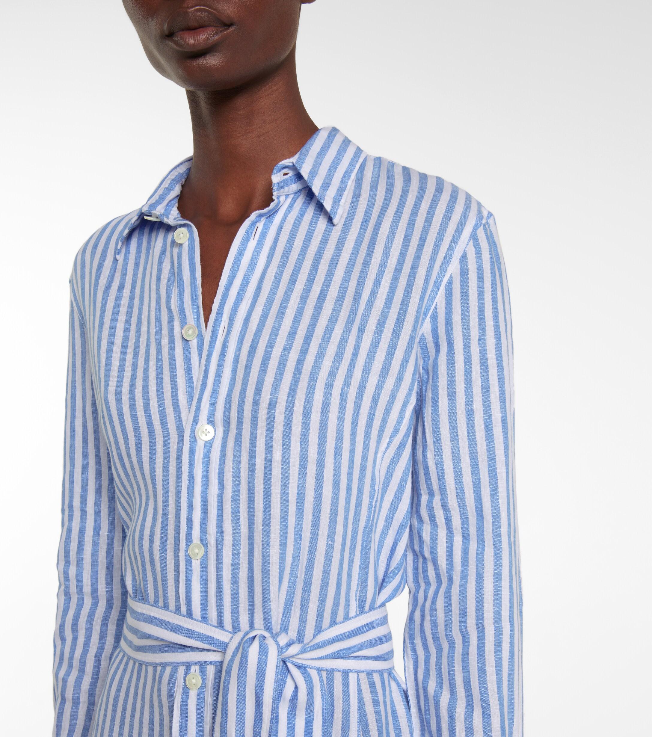 Polo Ralph Lauren Striped Linen Shirt Dress in Blue | Lyst