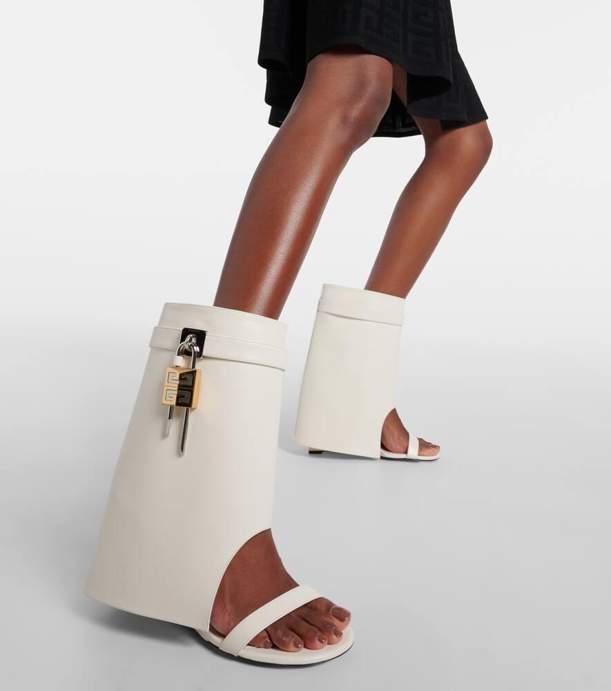 Givenchy Shark Lock Leather Sandals in White Lyst