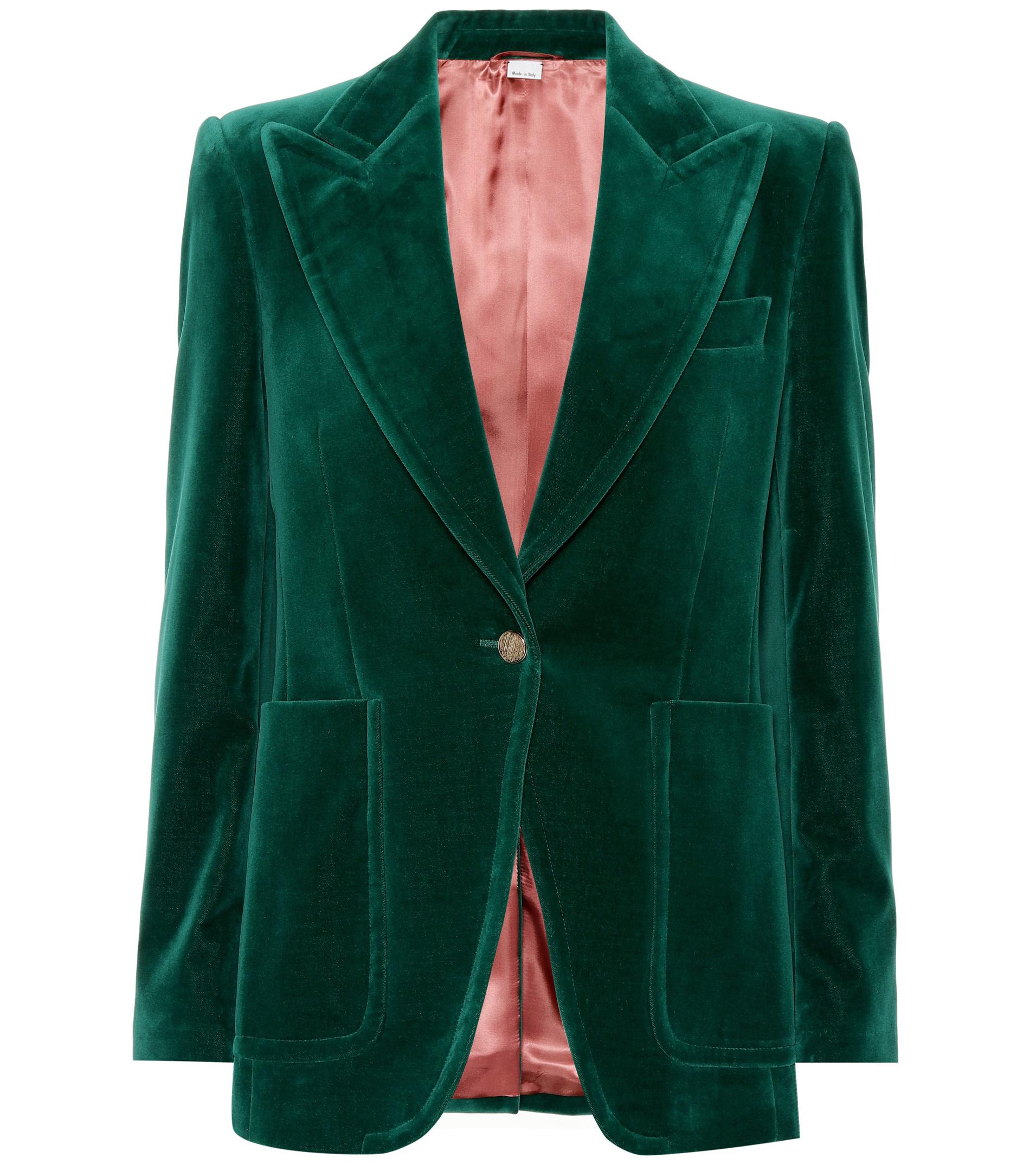 Gucci Velvet Blazer in Green - Lyst