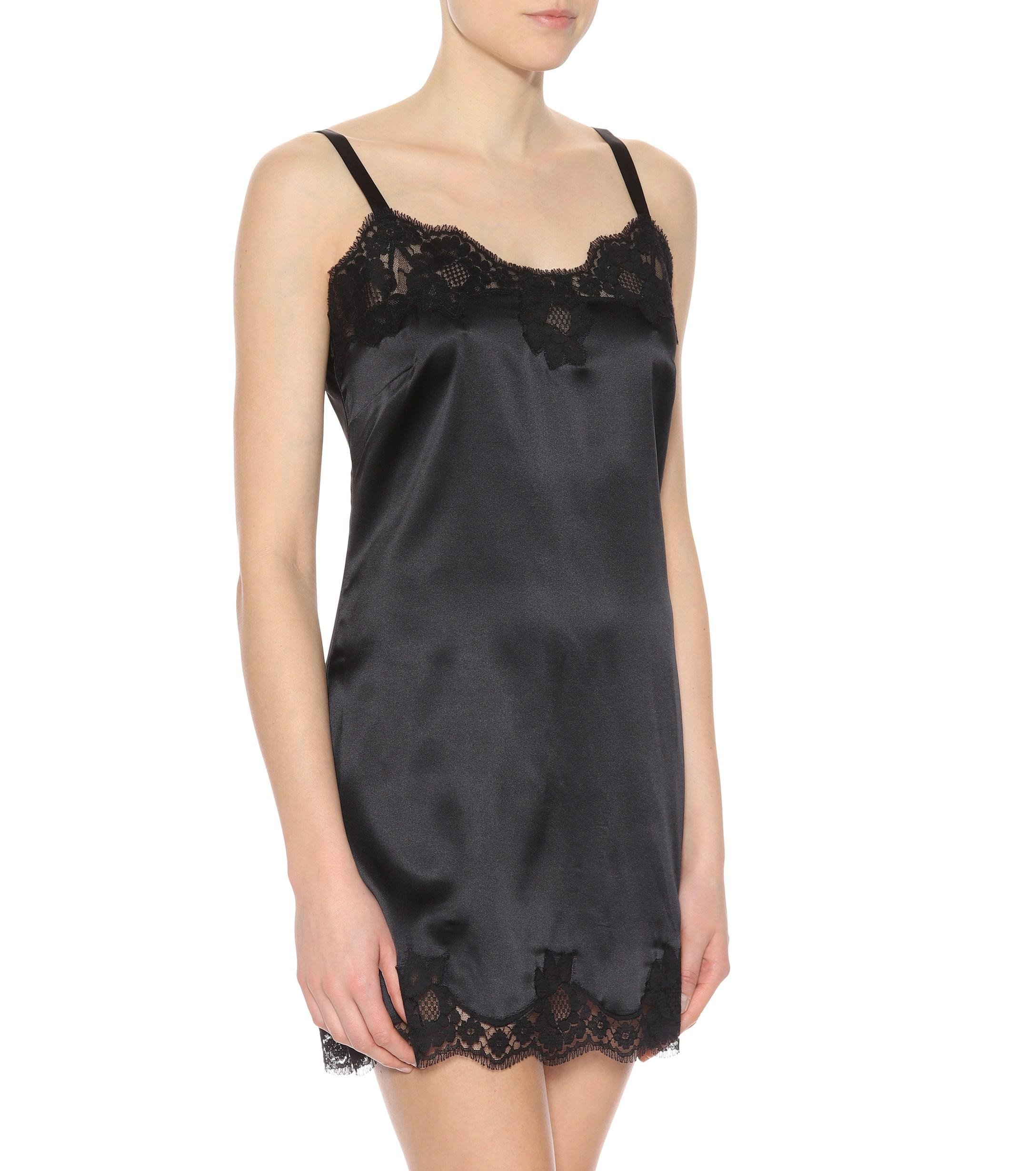 Dolce & Gabbana Silk Slip Dress in Black - Lyst