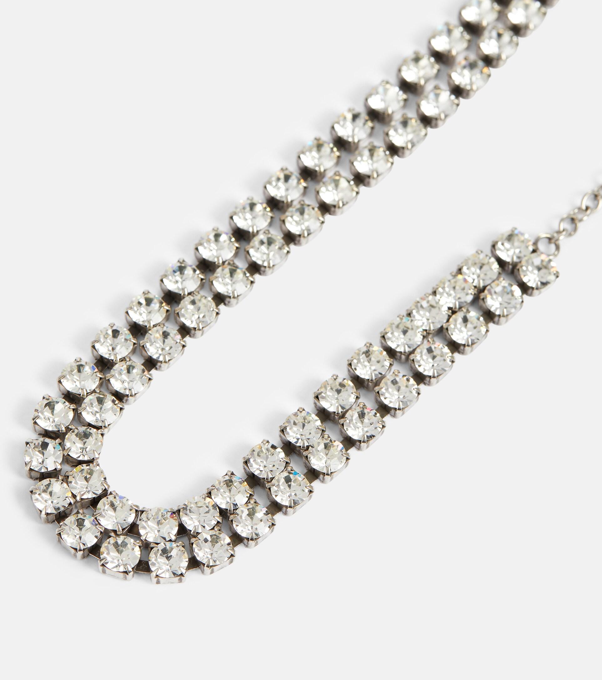 Saint Laurent Silver Crystal Choker Necklace in Metallic Womens Jewellery 