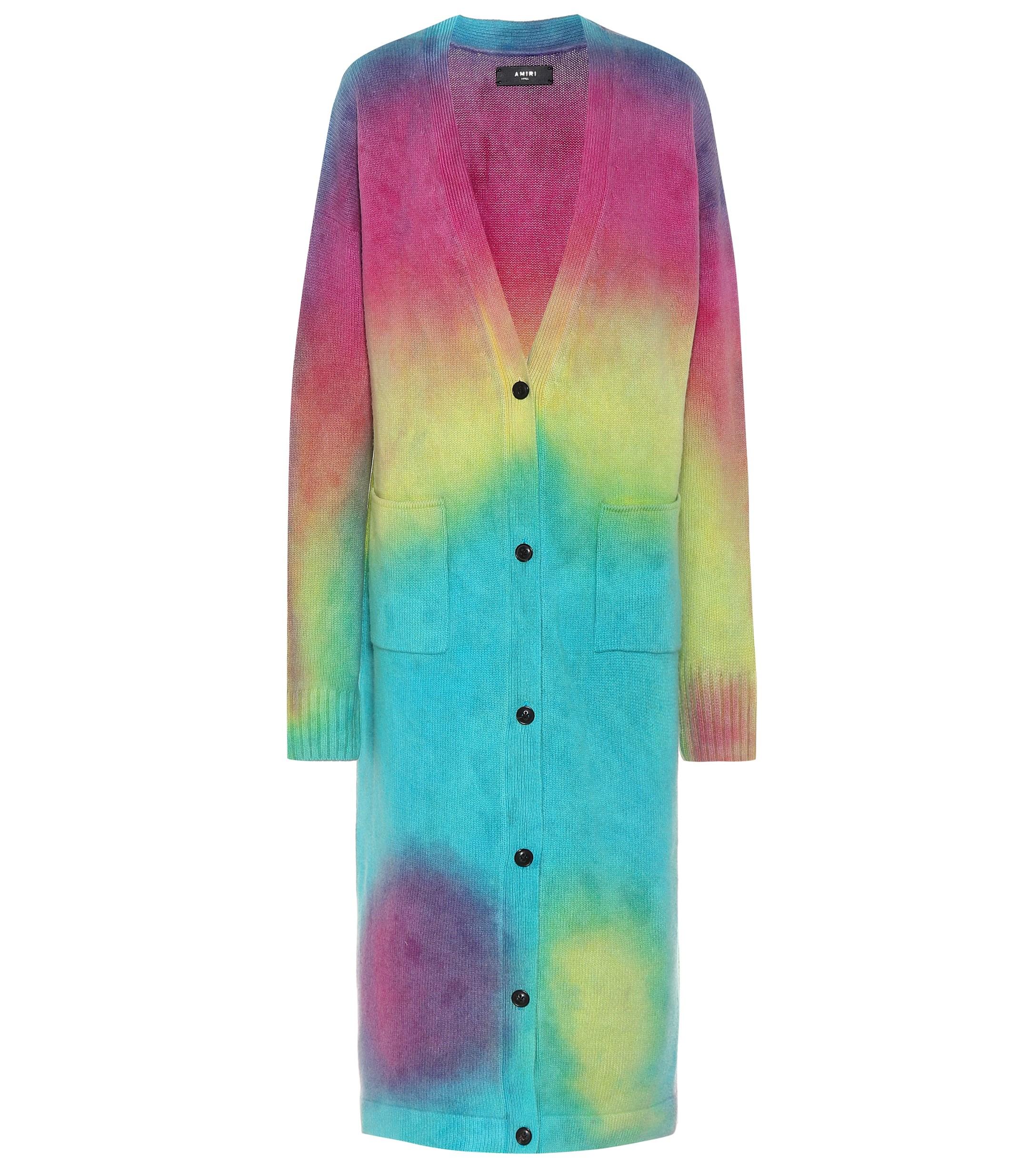 amiri tie dye cashmere cardigan