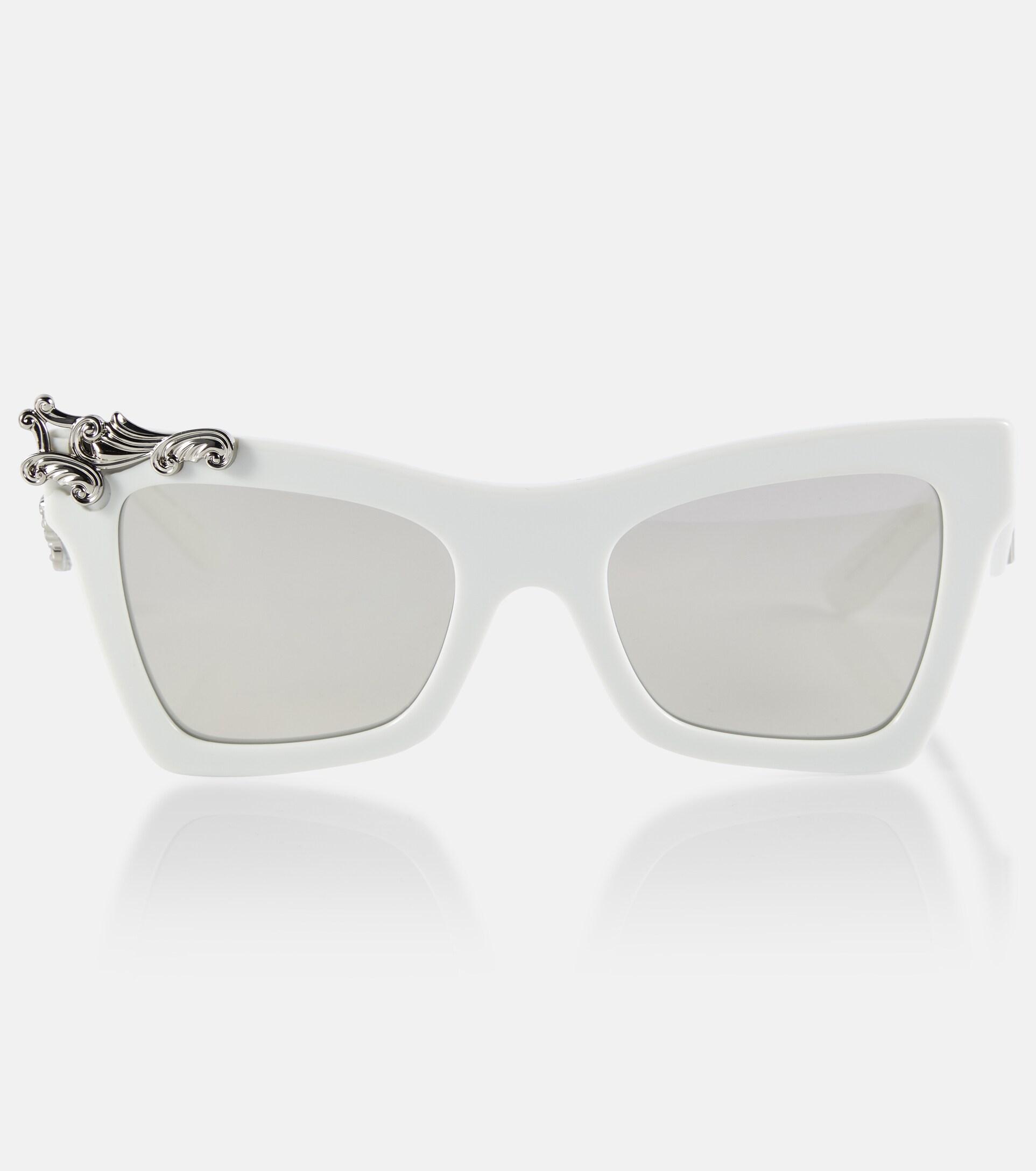 Dolce & Gabbana Embellished Square Sunglasses in White | Lyst