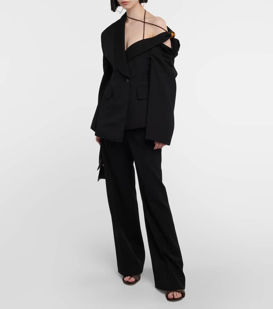 ジャケット・アウター Jacquemus La Veste Baska Jacket Black JACQUEMUS La Veste Baska Wool Off-shoulder Blazer Jacquemus