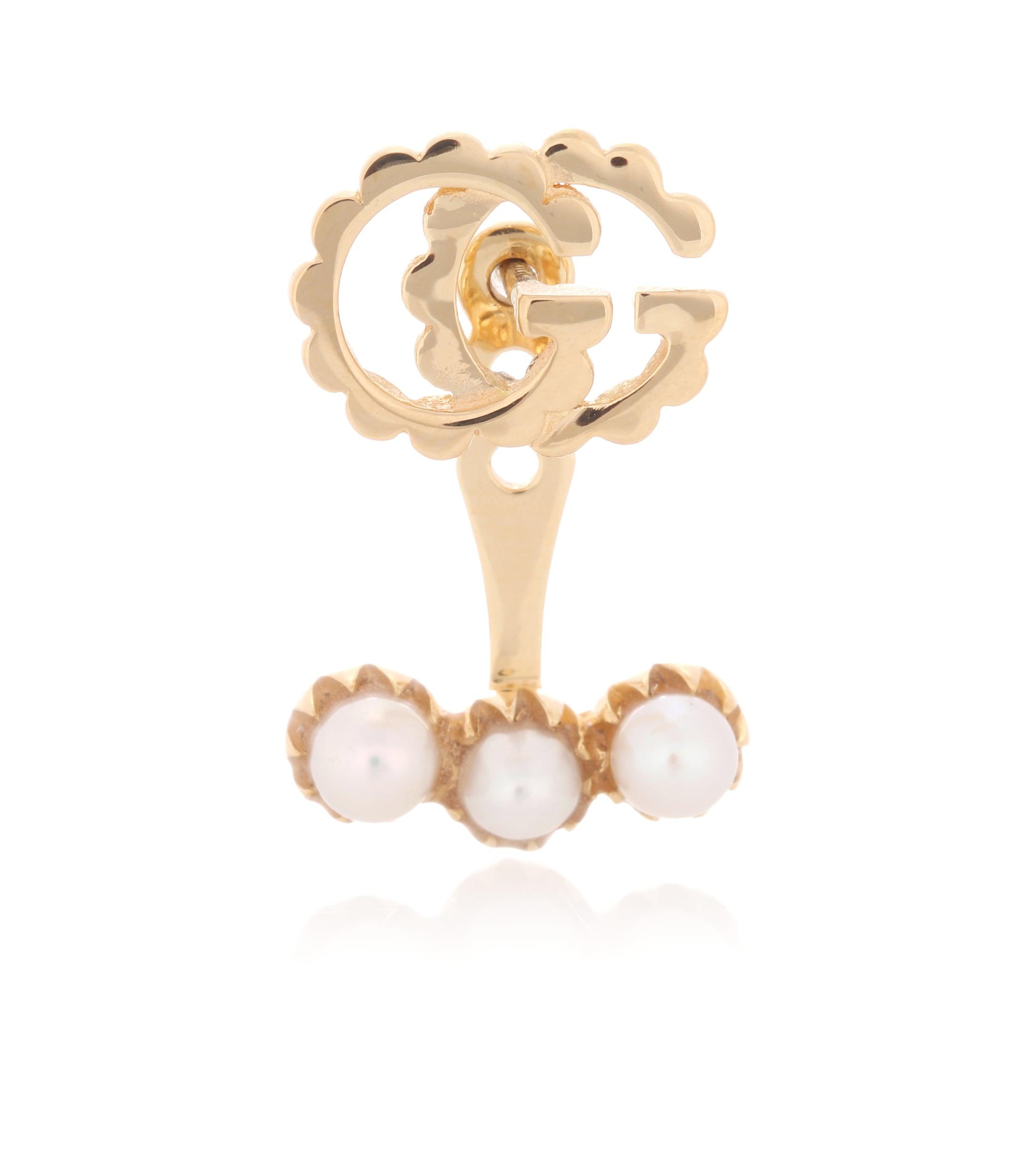 Gucci Velvet Single GG Running Earring With Pearls in Gold (Metallic) Save 3 Lyst