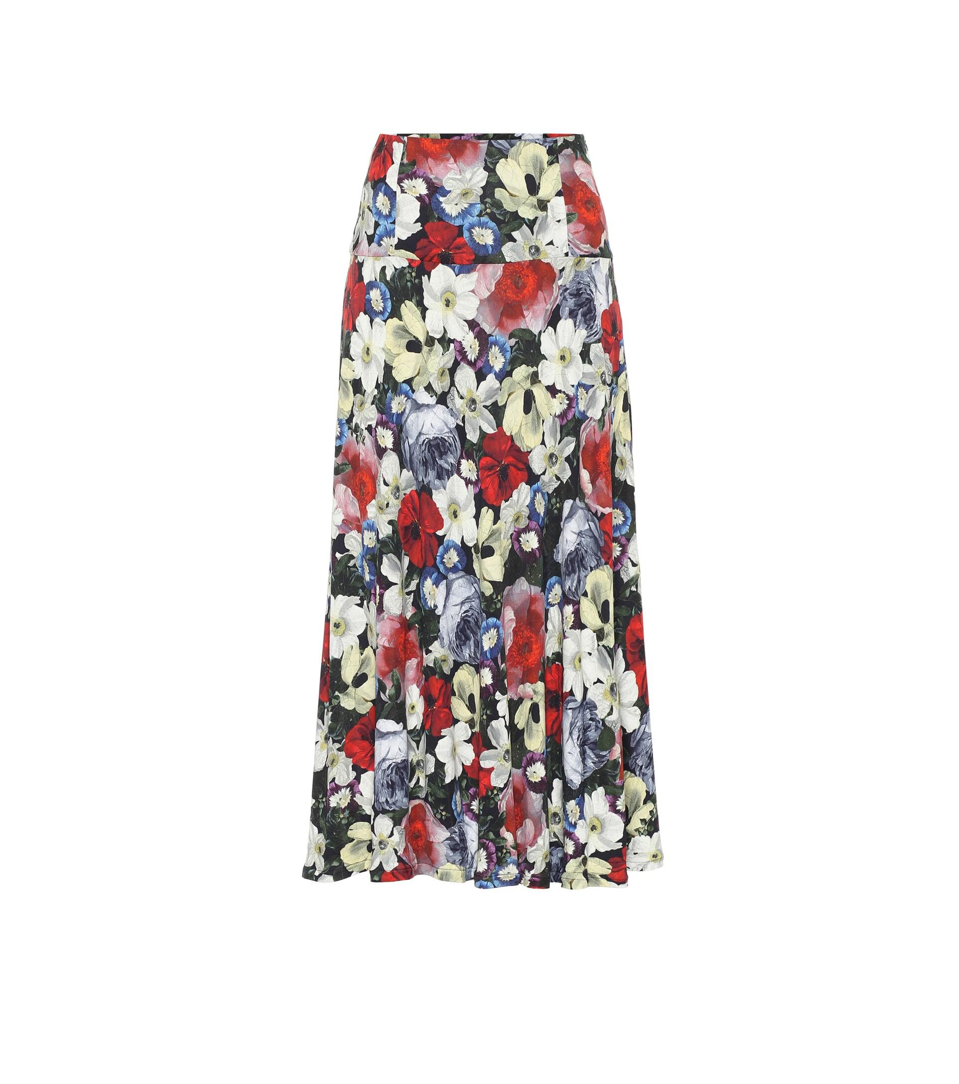Erdem Elvin Floral Jersey Midi Skirt | Lyst
