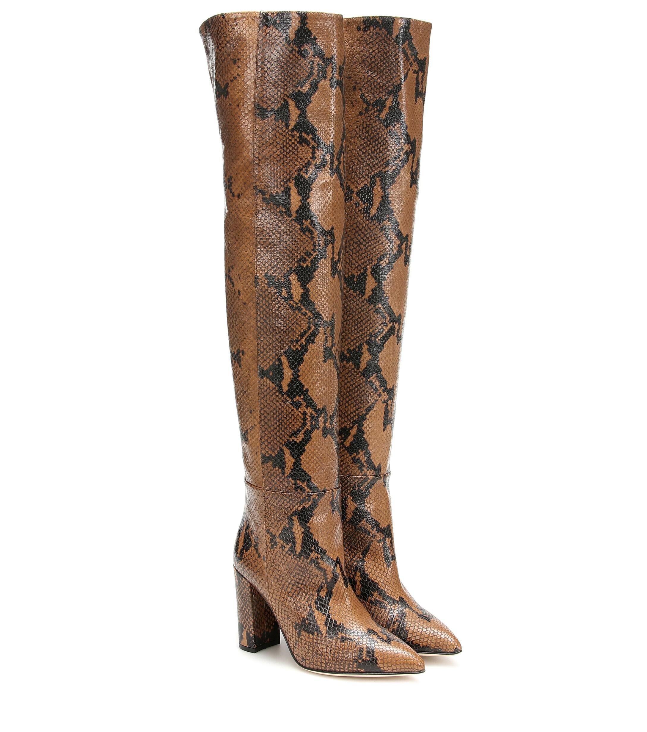 Paris Texas Snakeeffect Overtheknee Boots in Brown Lyst