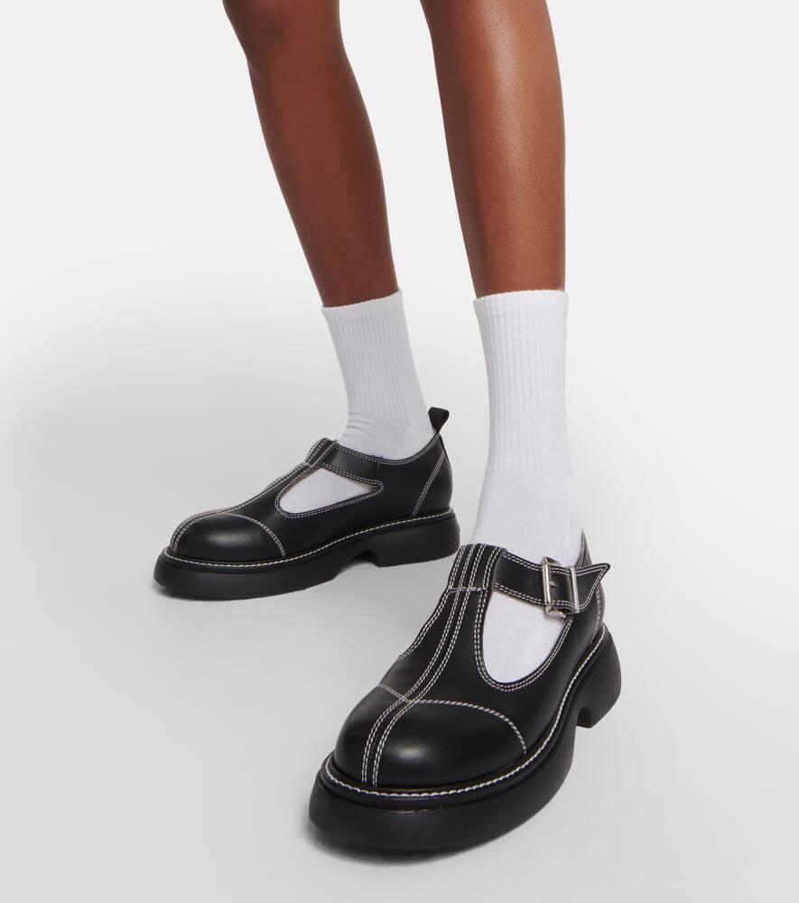 Ganni Everyday Buckle Faux-leather Mary Janes in Black | Lyst