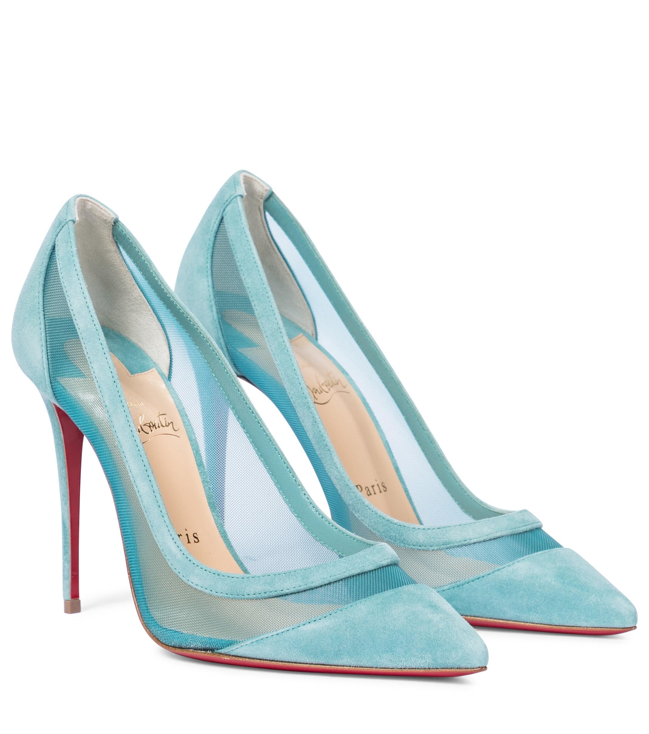 Christian Louboutin Galativi 100 Suede And Pumps in Blue - Lyst